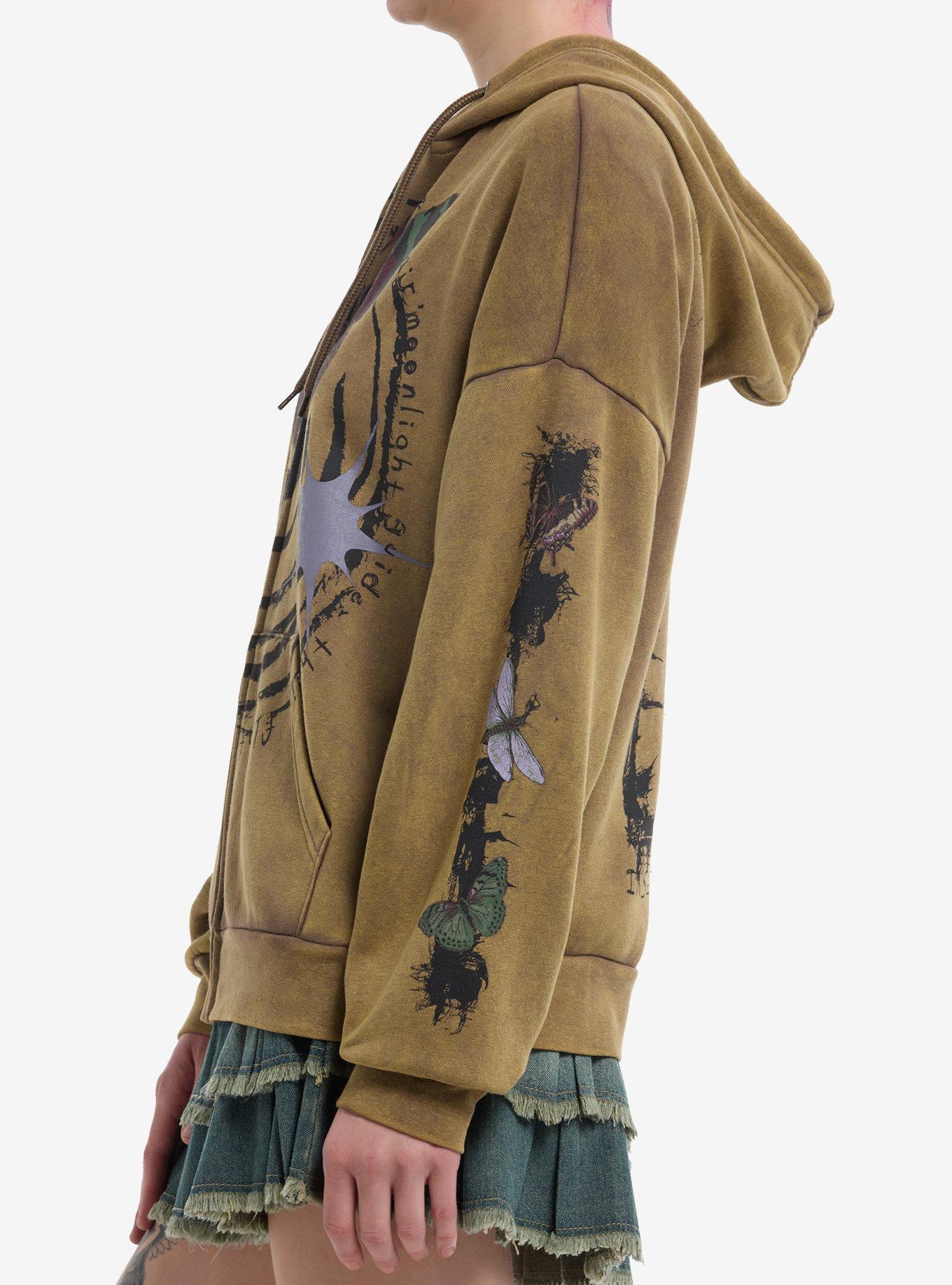 Thorn & Fable Night Insects Swirl Grunge Wash Girls Hoodie, MULTI, alternate