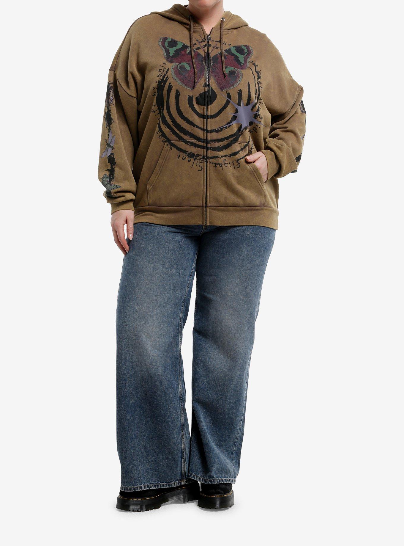 Thorn & Fable Night Insects Swirl Grunge Wash Girls Hoodie Plus Size, , hi-res
