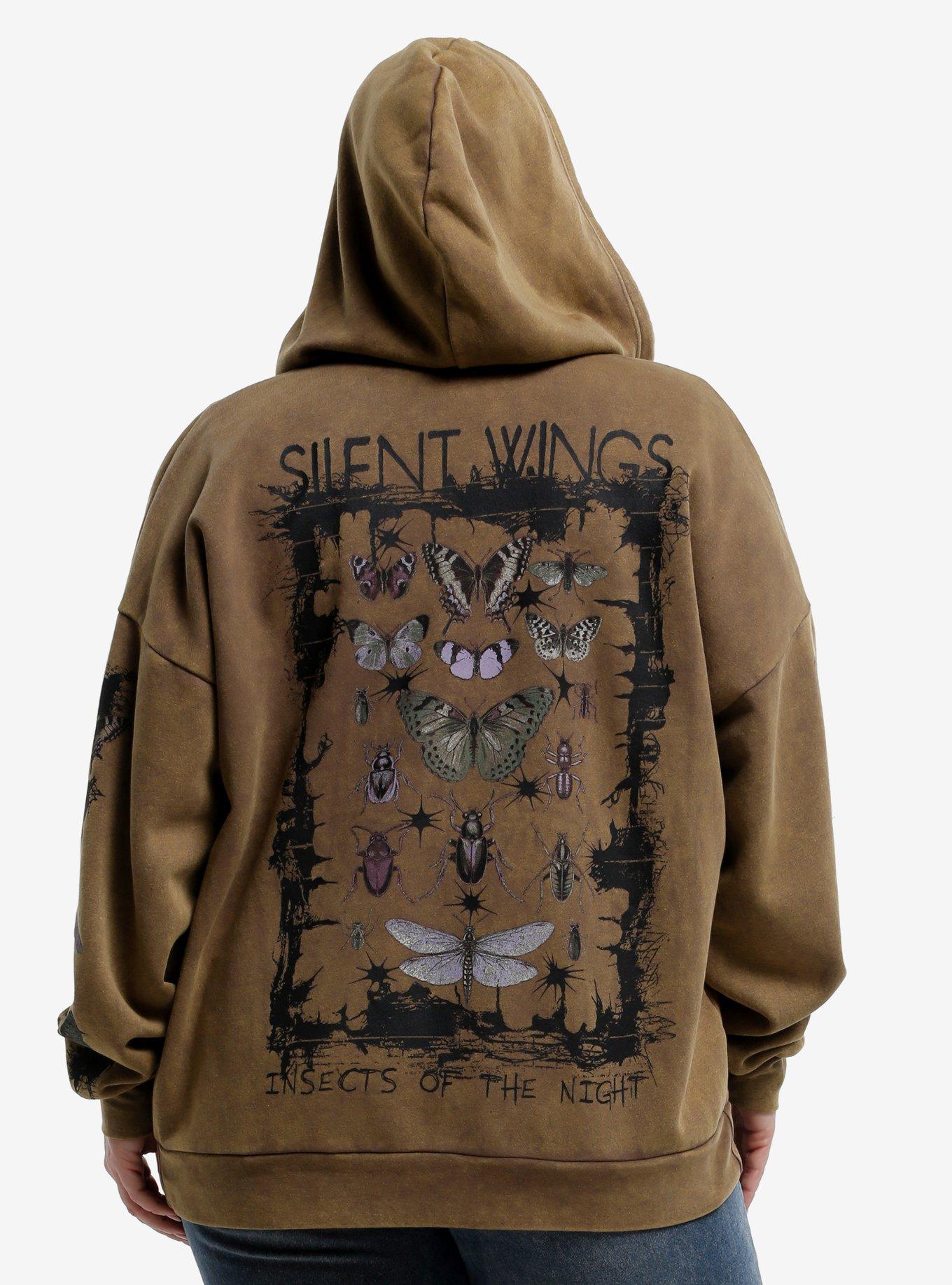 Thorn & Fable Night Insects Swirl Grunge Wash Girls Hoodie Plus Size, MULTI, alternate