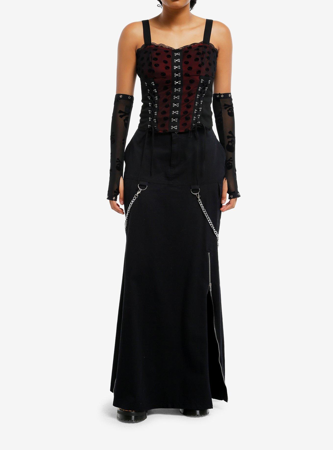 Skull Polka Dot Mesh Corset Girls Tank Top, , hi-res