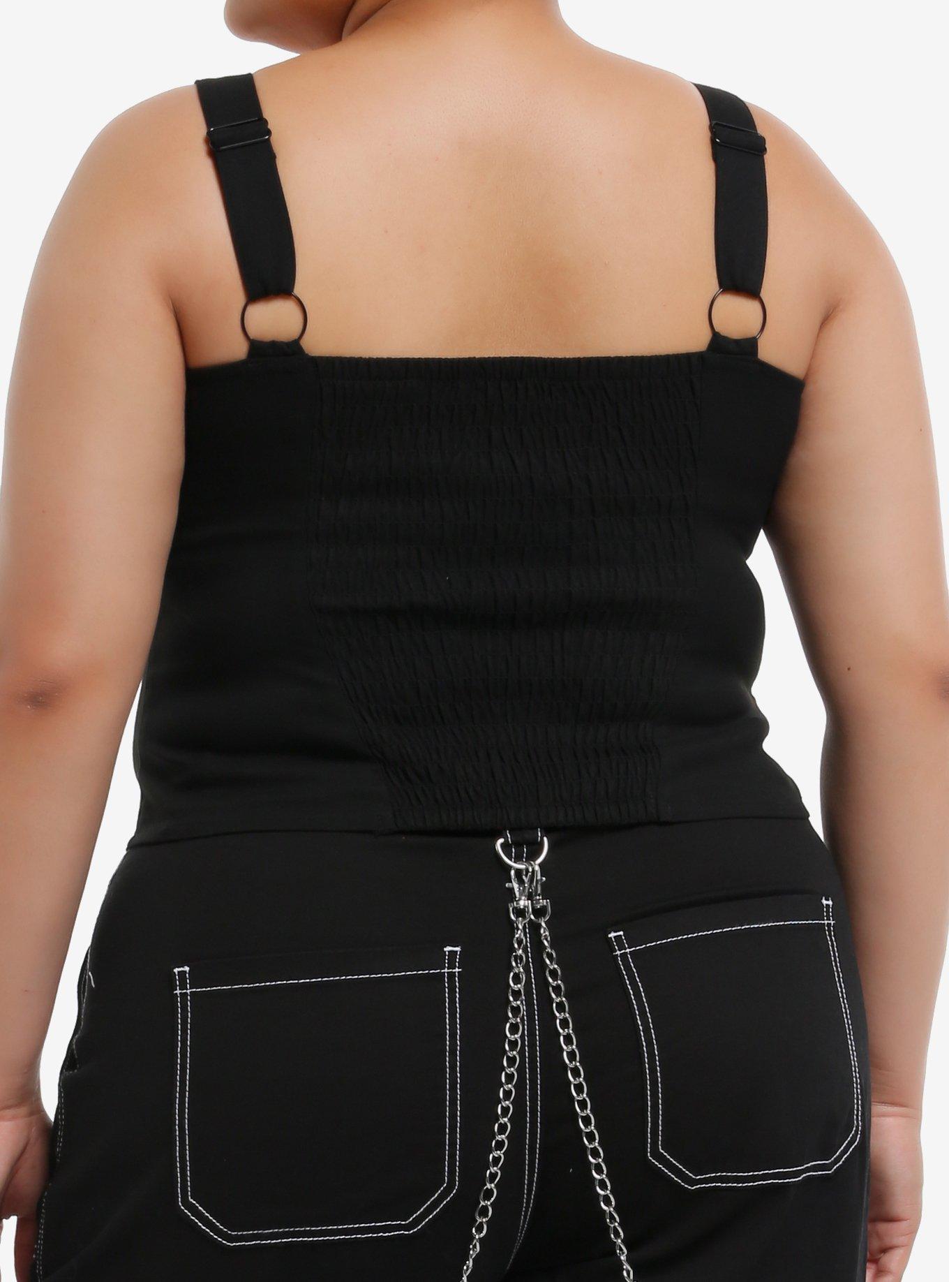 Skull Polka Dot Mesh Corset Girls Tank Top Plus Size, , hi-res