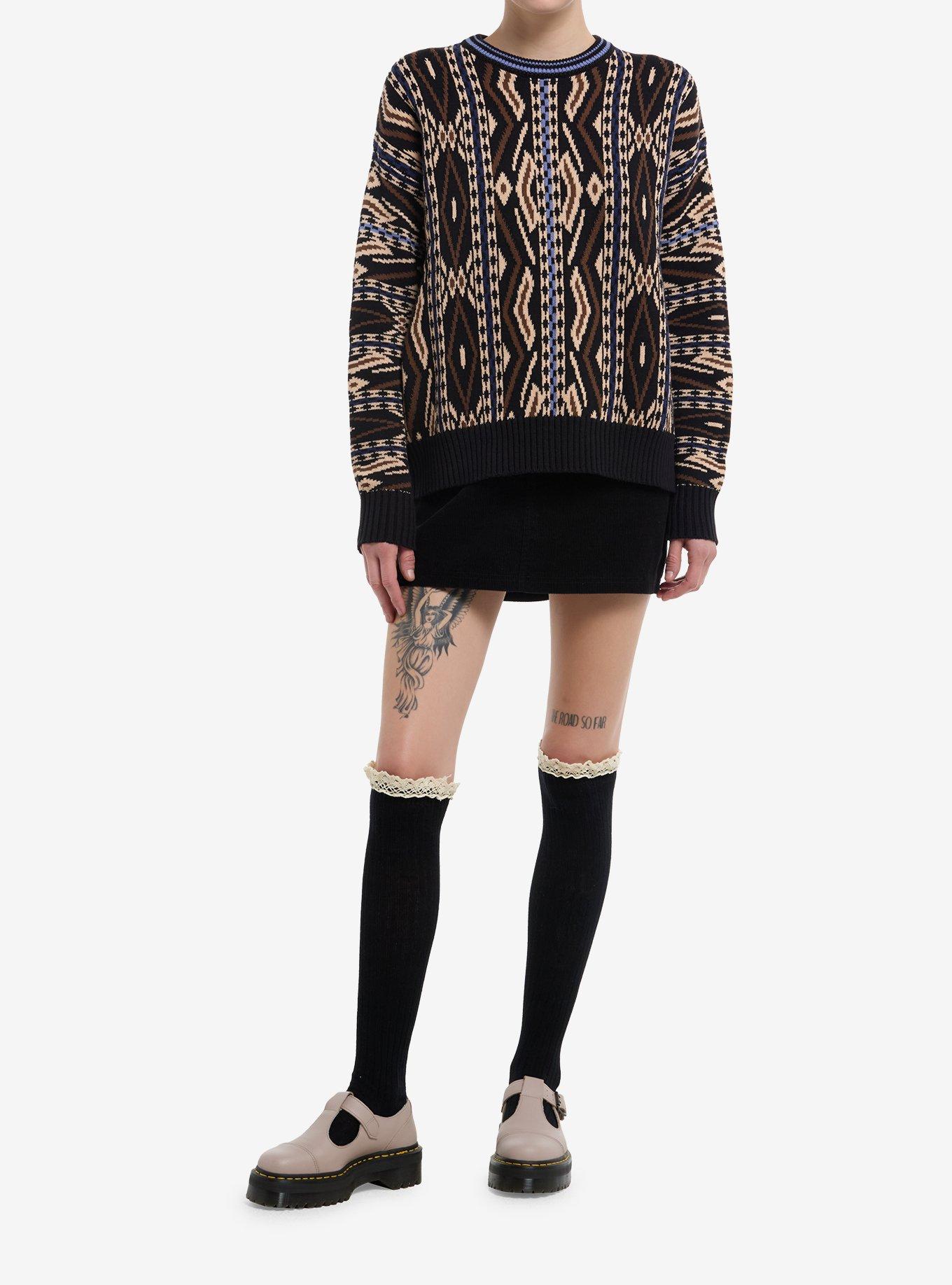 Thorn & Fable Brown Grandpa Knit Girls Sweater, , hi-res