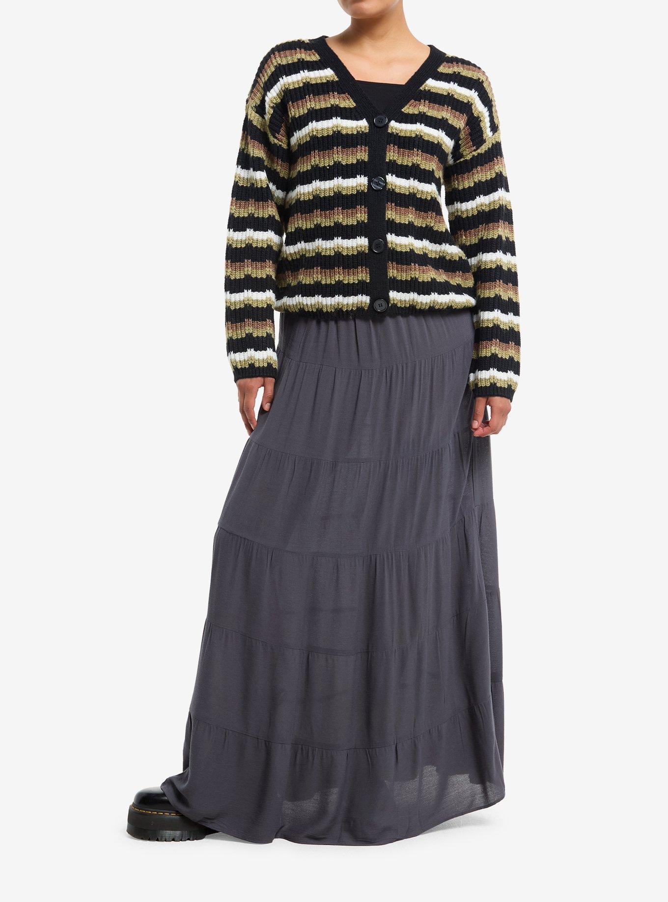 Sweet Society Earthy Brown & Green Girls Cardigan, , hi-res