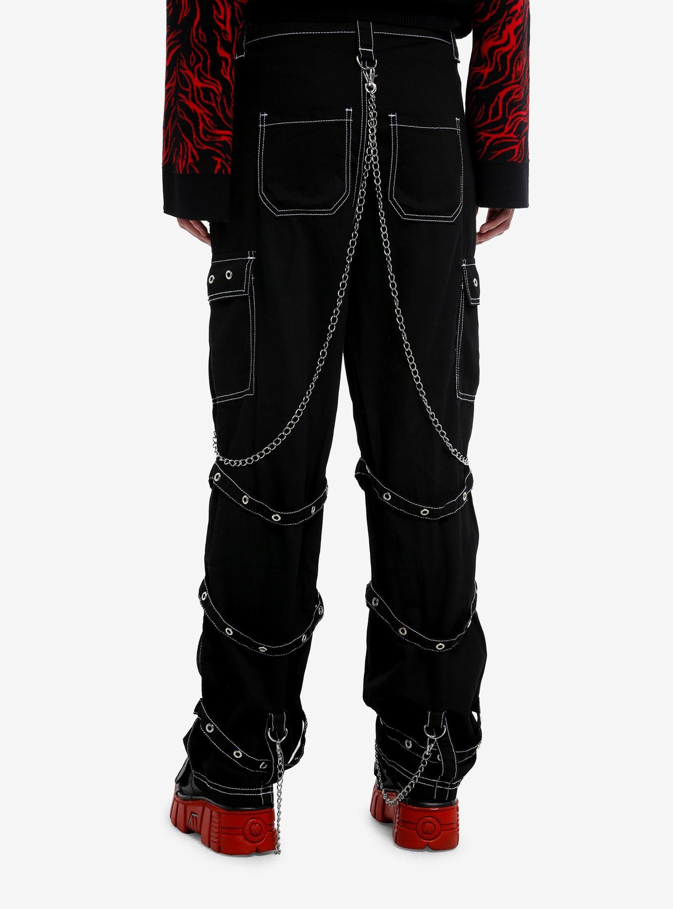 Black Grommet Hardware Contrast Carpenter Pants, , hi-res