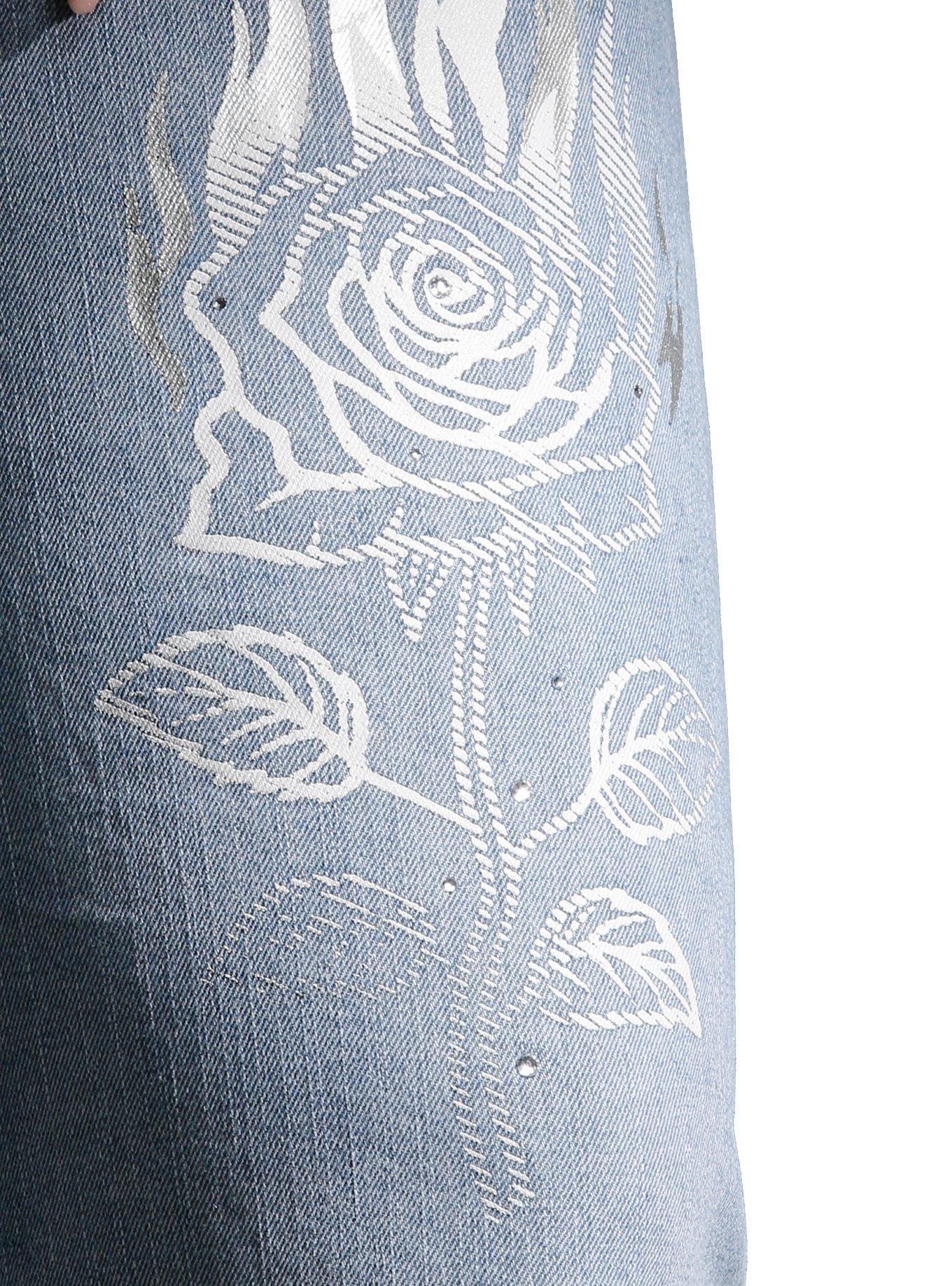 Light Indigo White & Silver Flames Cargo Jorts Plus Size, INDIGO, alternate