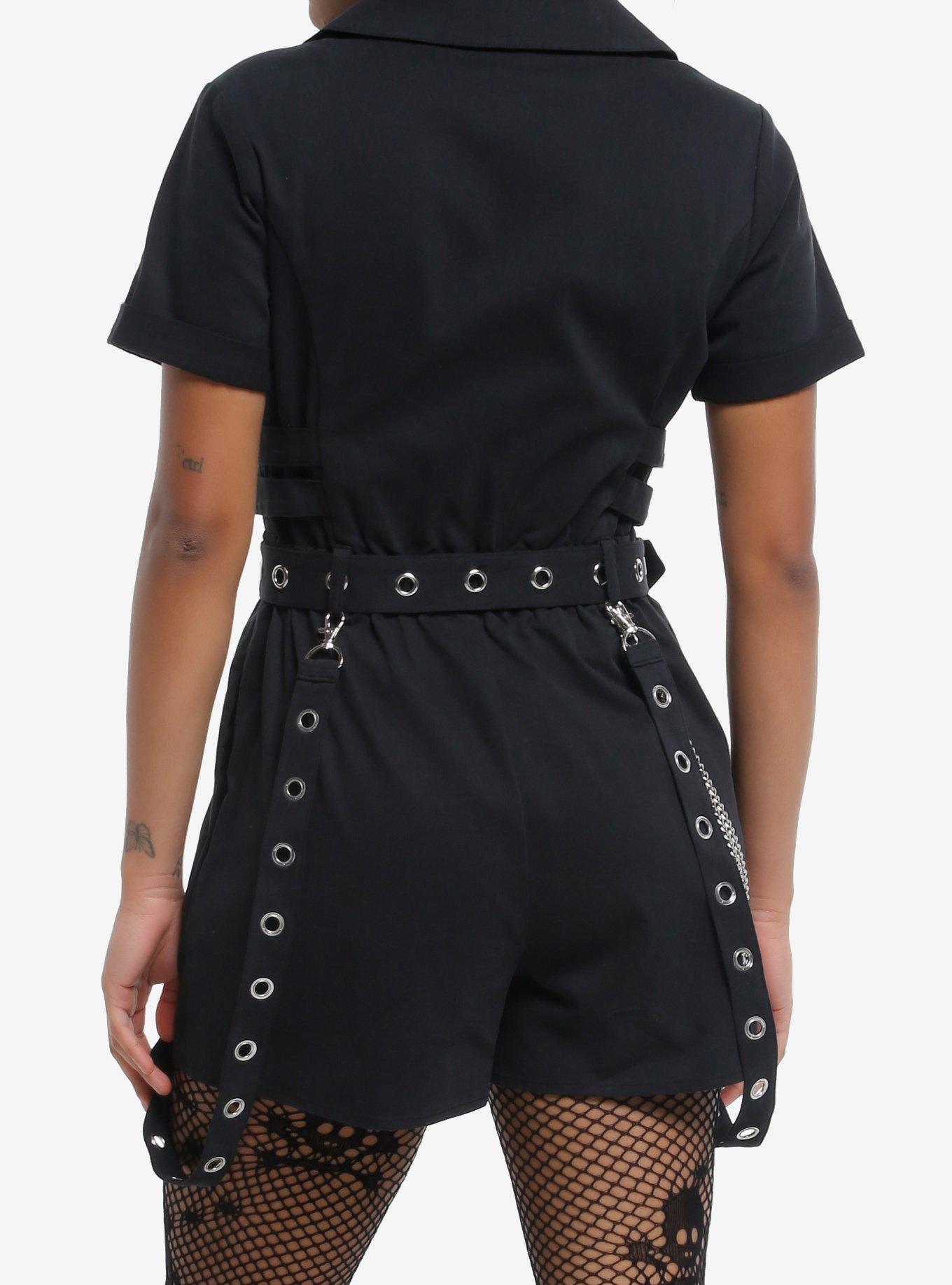 Social Collision Chains & Grommets Zip Romper, , hi-res