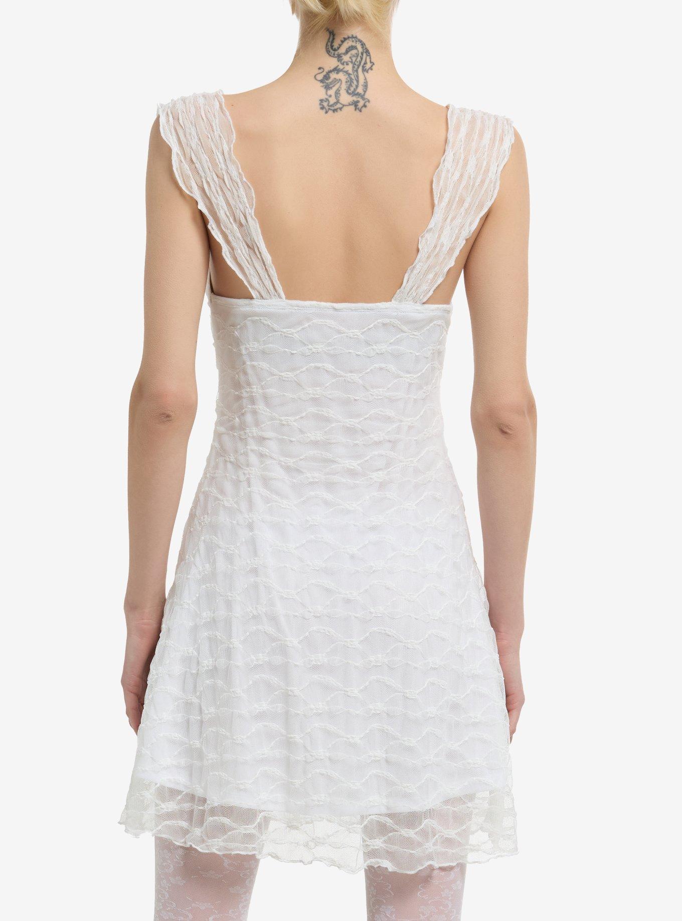 White Lace Fit & Flare Mini Dress, , alternate