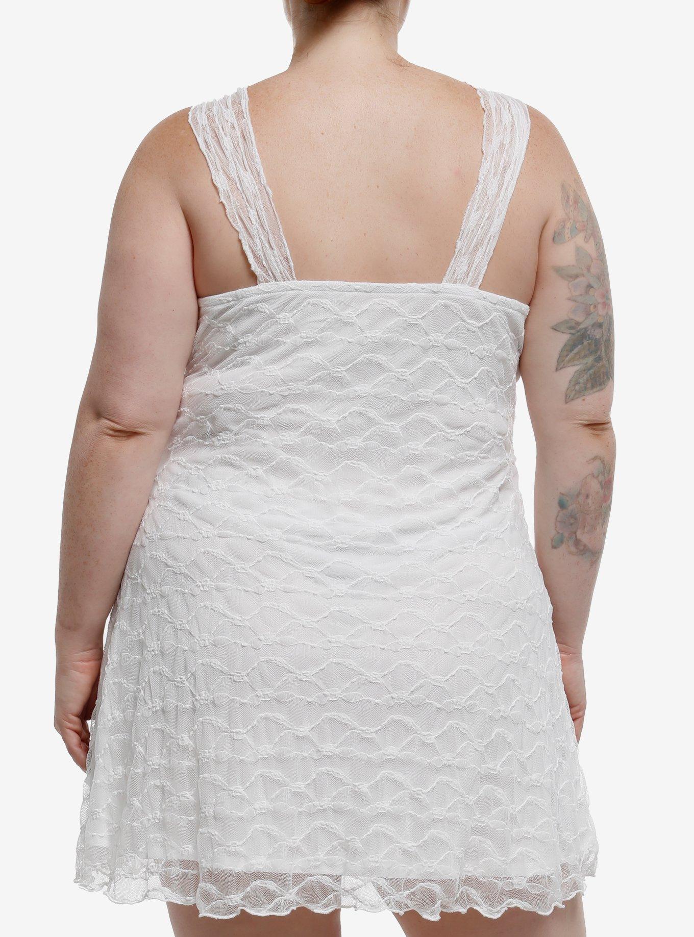 White Lace Fit & Flare Mini Dress Plus Size, , alternate