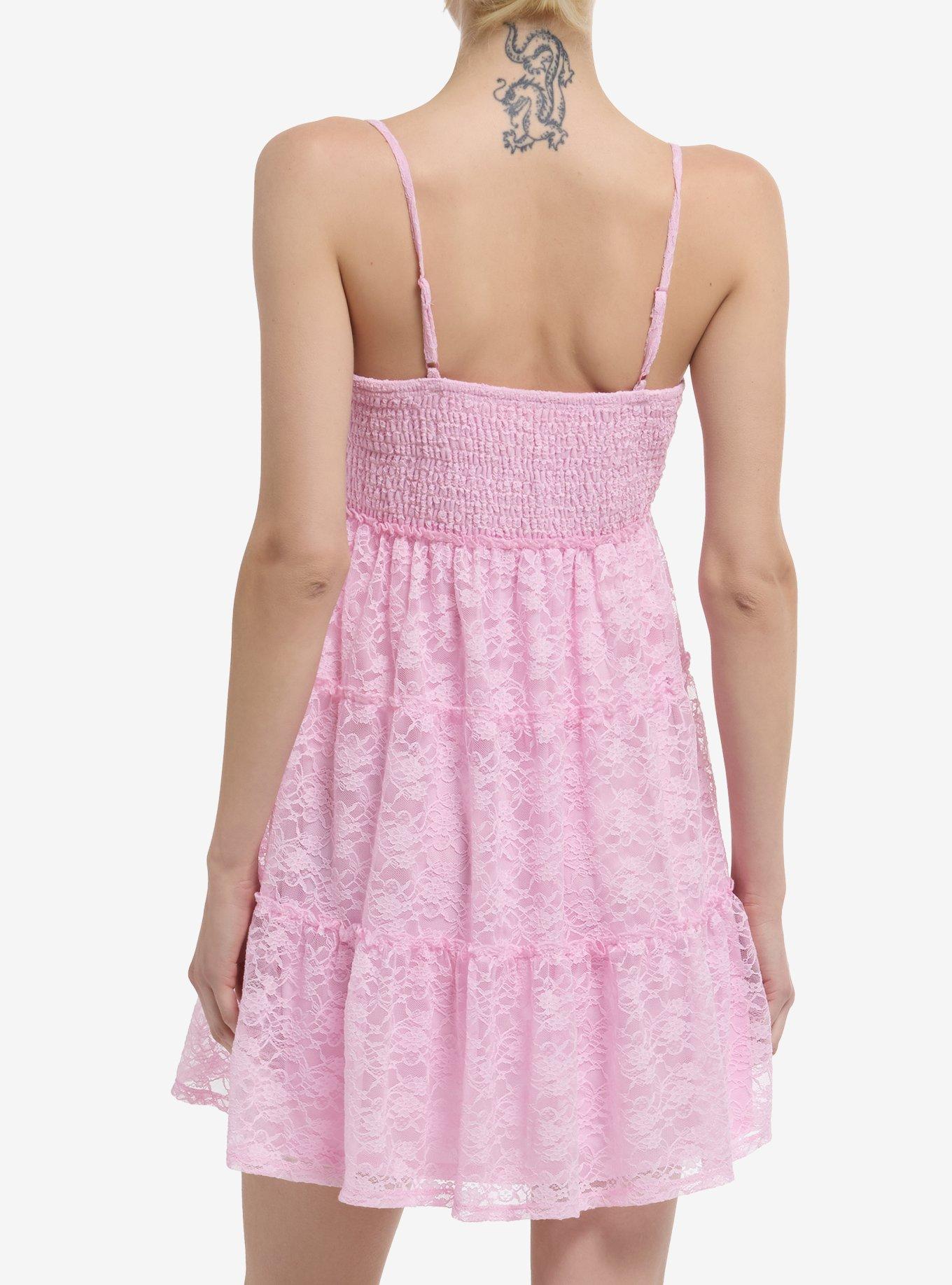 Bubblegum Pink Lace Cami Dress, PINK, alternate