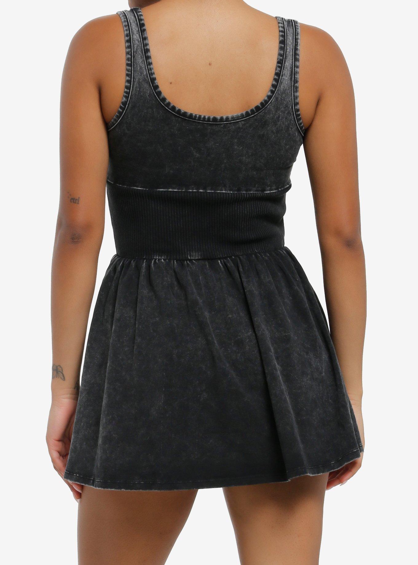 Washed Black Corset Tank Dress, BLACK, alternate
