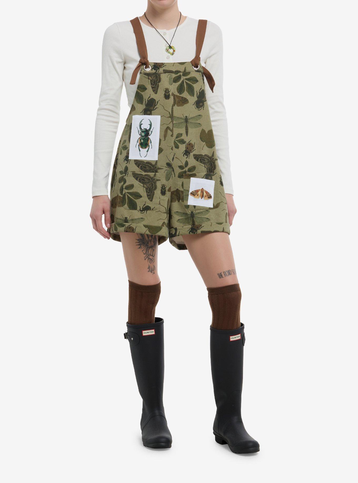 Thorn & Fable Green Insects Shortalls, BROWN, alternate
