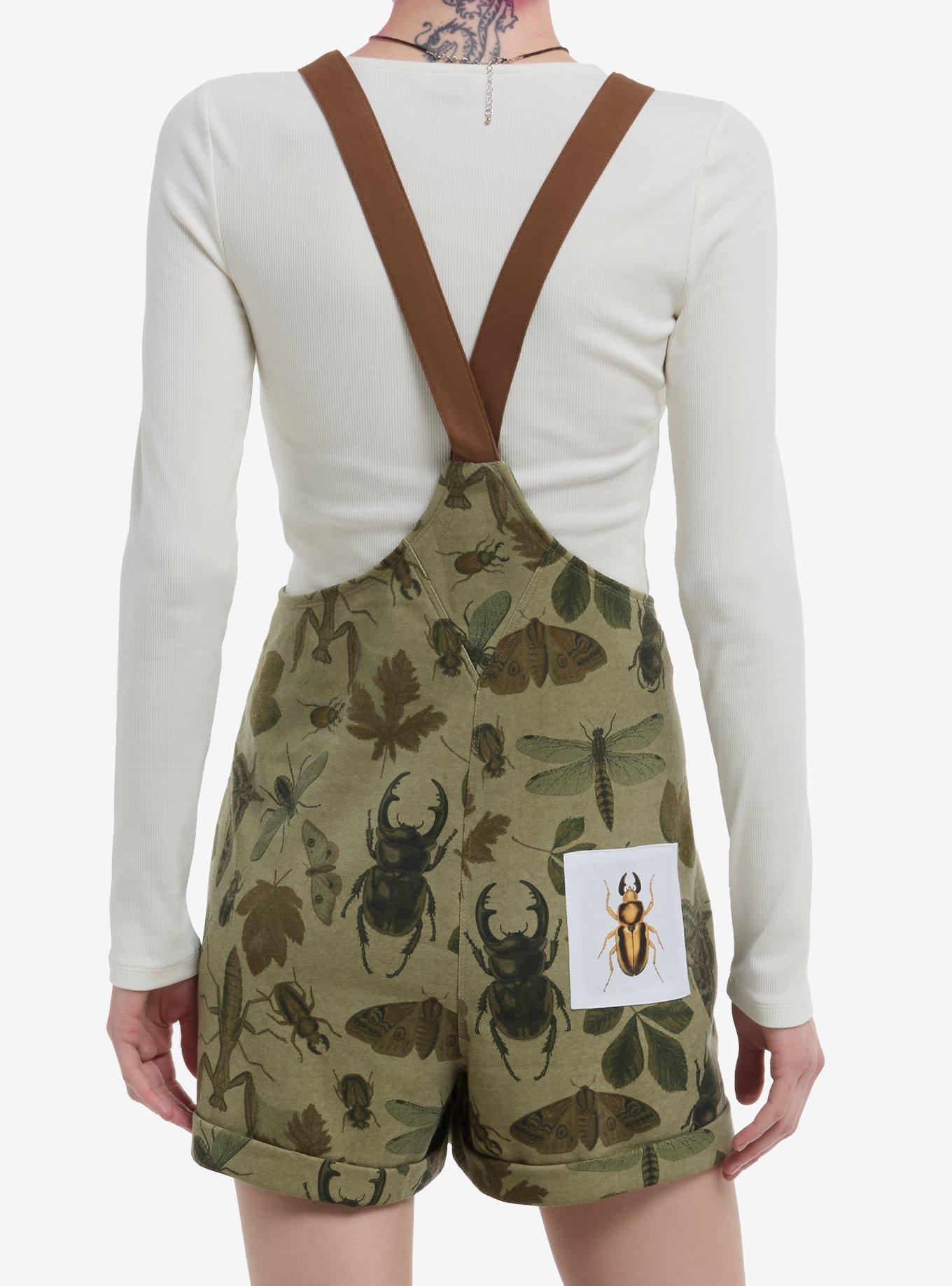 Thorn & Fable Green Insects Shortalls, BROWN, alternate