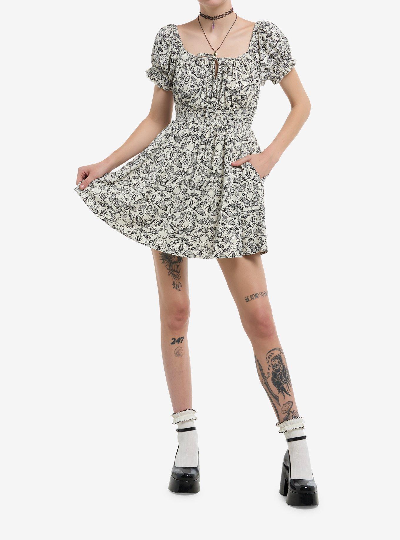 Thorn & Fable Ivory Bug Collage Mini Dress, BLACK, alternate