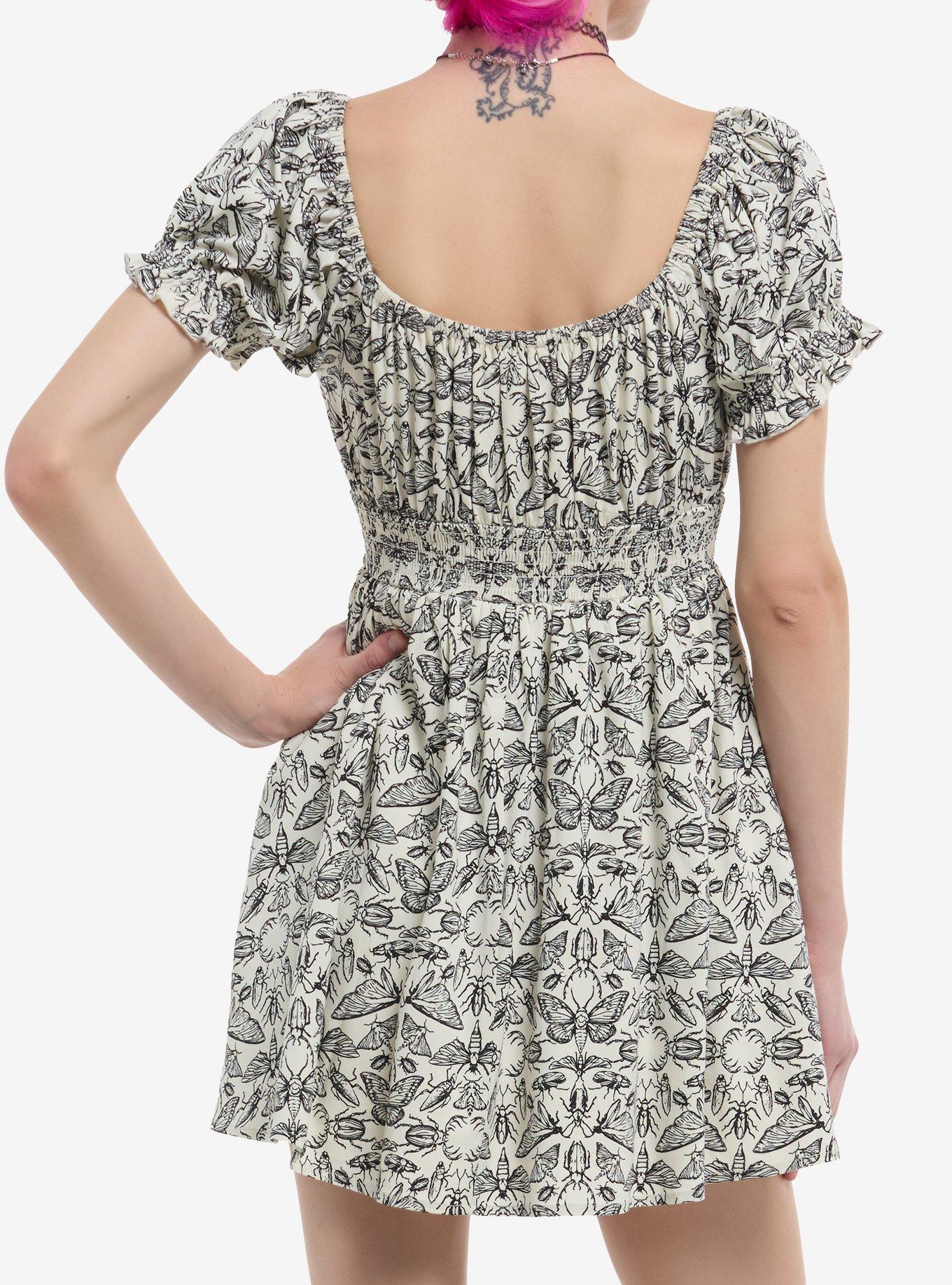 Thorn & Fable Ivory Bug Collage Mini Dress, BLACK, alternate