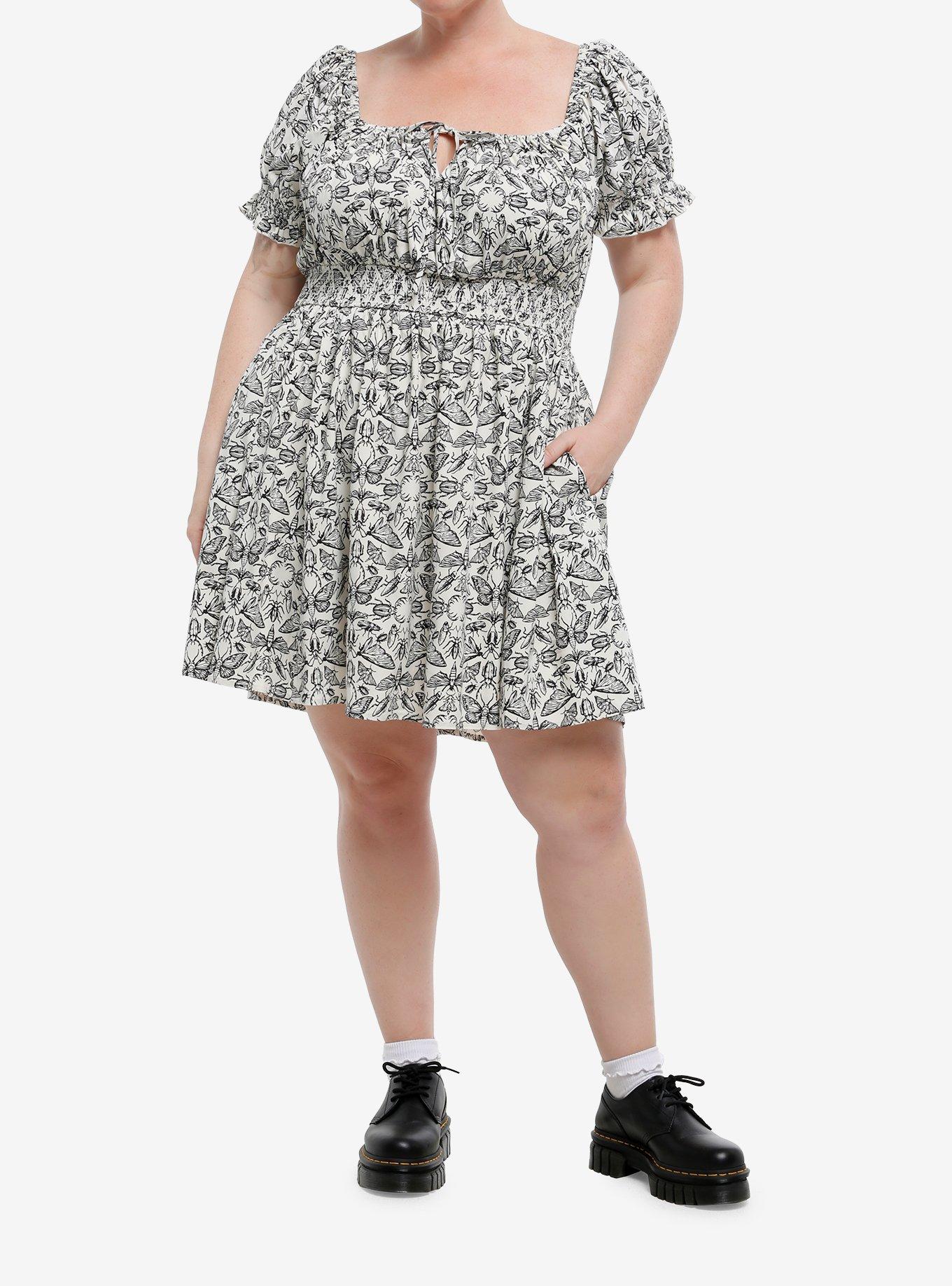 Thorn & Fable Ivory Bug Collage Mini Dress Plus Size, , hi-res