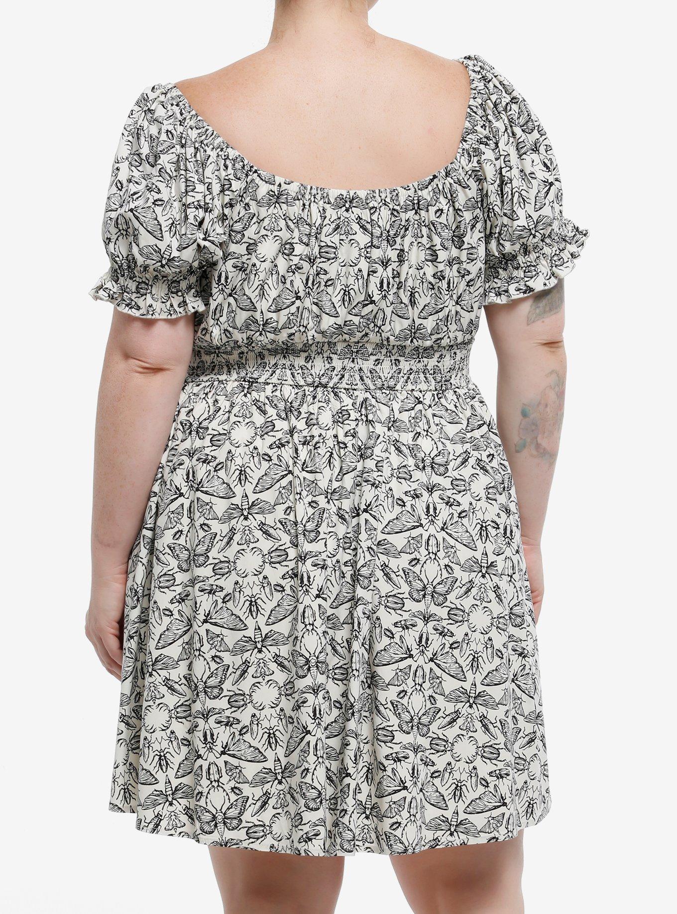 Thorn & Fable Ivory Bug Collage Mini Dress Plus Size, BLACK, alternate