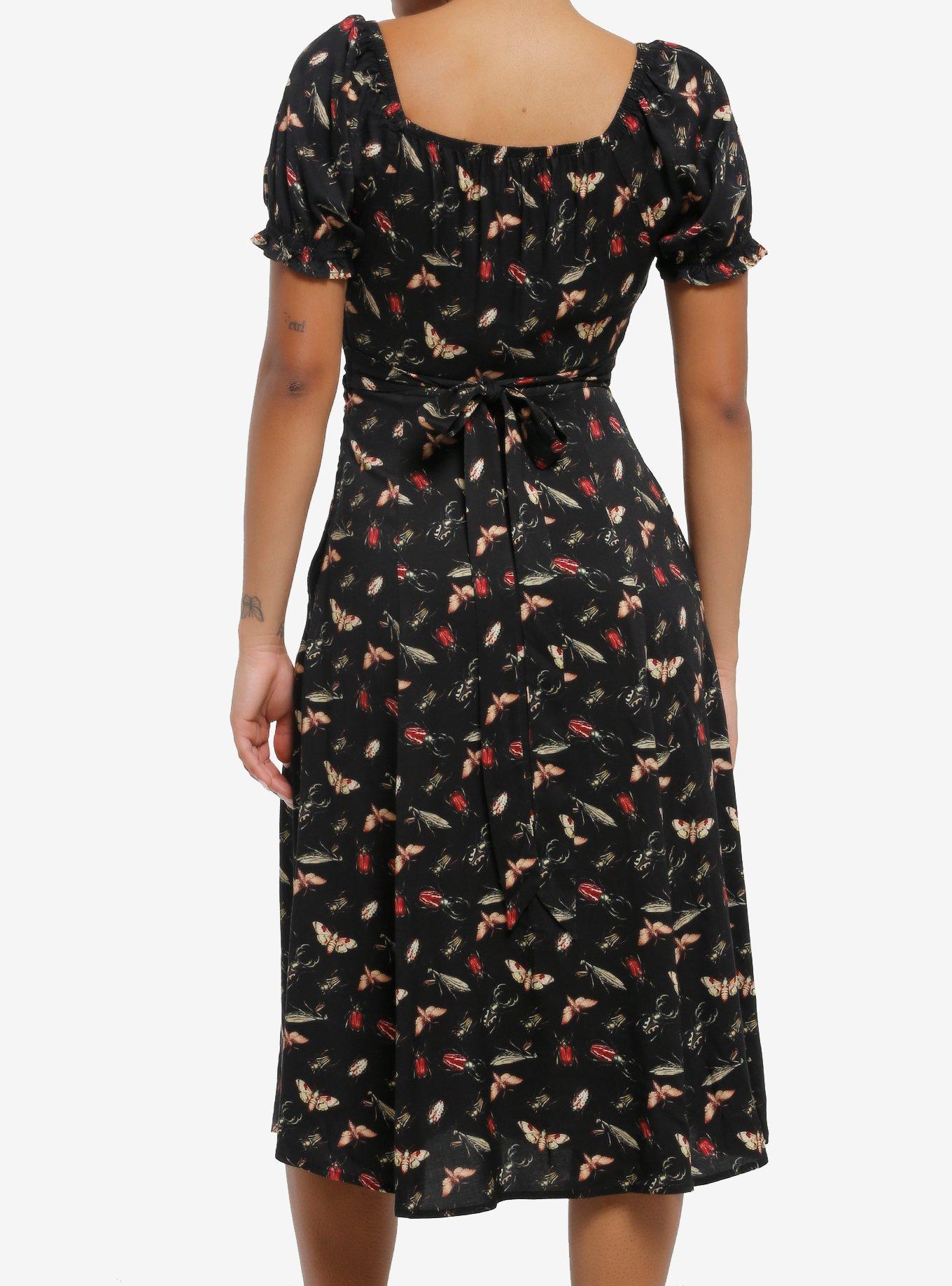 Thorn & Fable Insects Puff Sleeve Midi Dress, MULTI, alternate