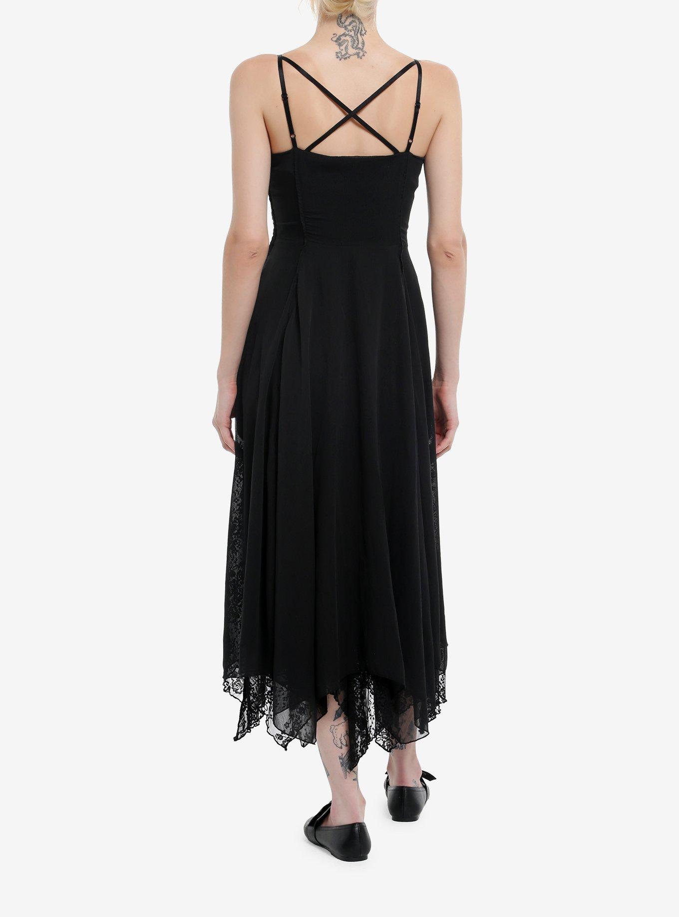 Cosmic Aura Black Strappy Hanky Hem Midaxi Dress, , hi-res