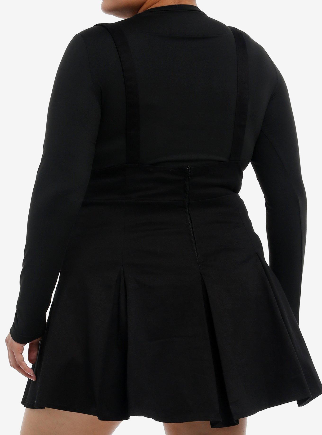 Cosmic Aura Black Lace-Up Buckle Skirtall Plus Size, BLACK, alternate