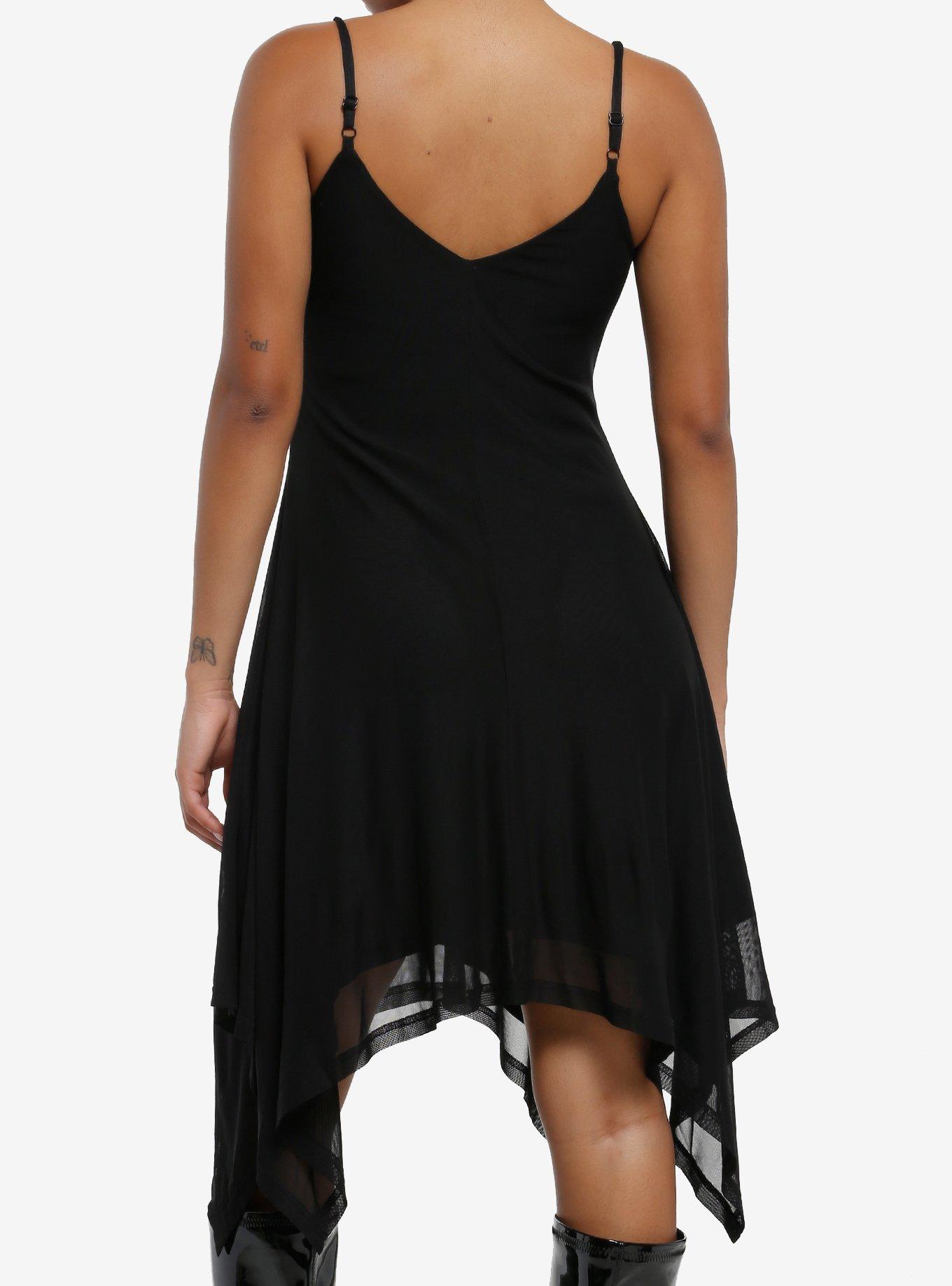 Cosmic Aura Black Sequin Hanky Hem Cami Dress, BLACK, alternate