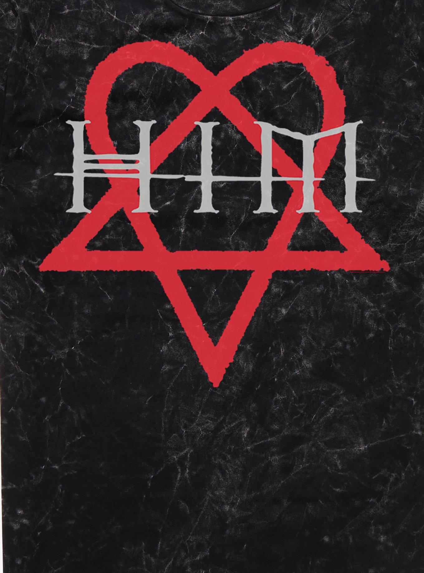 HIM Red Heartagram Mineral Wash T-Shirt, , hi-res
