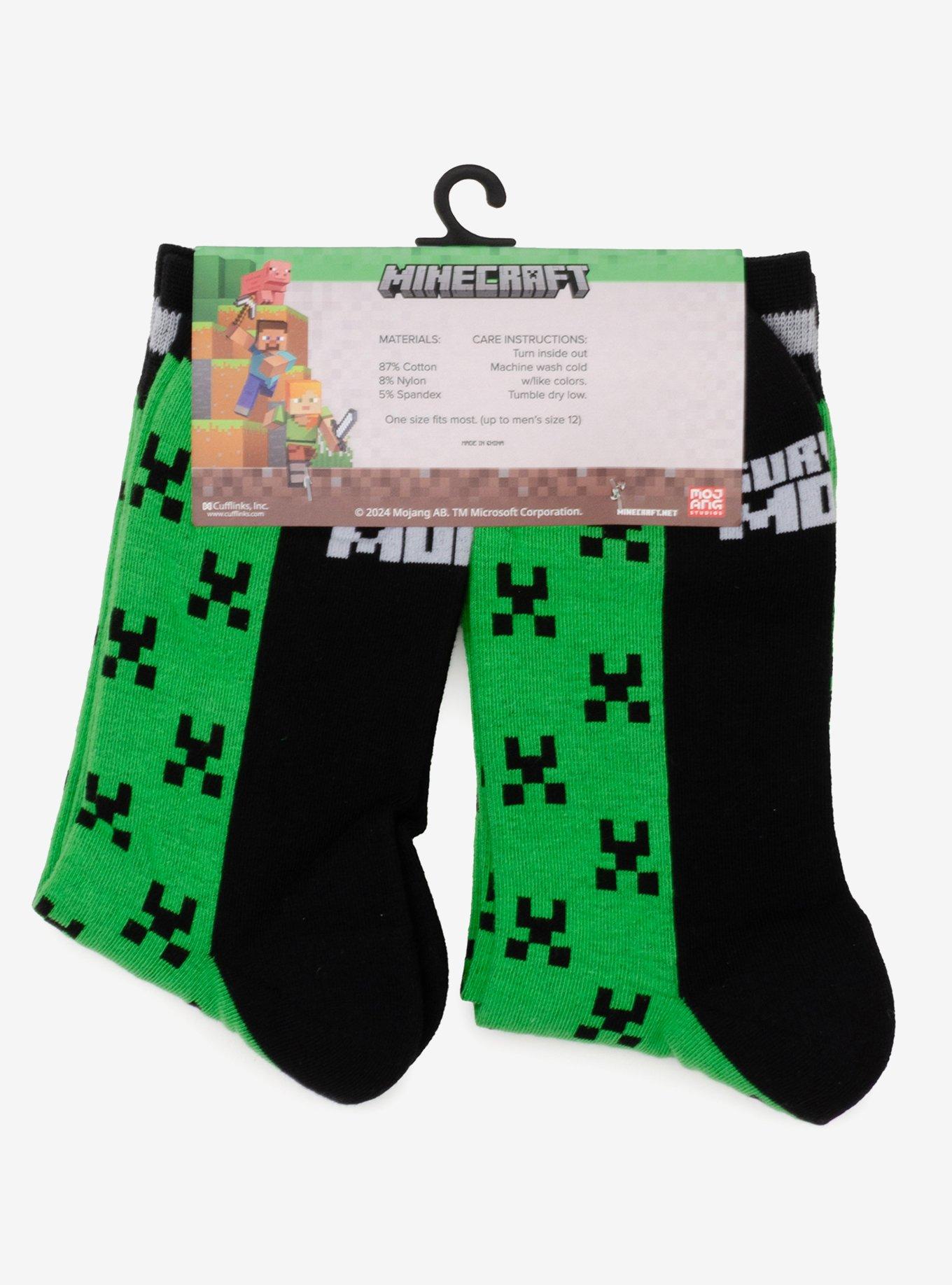 Minecraft Creeper Green Father & Son Sock Set, , alternate
