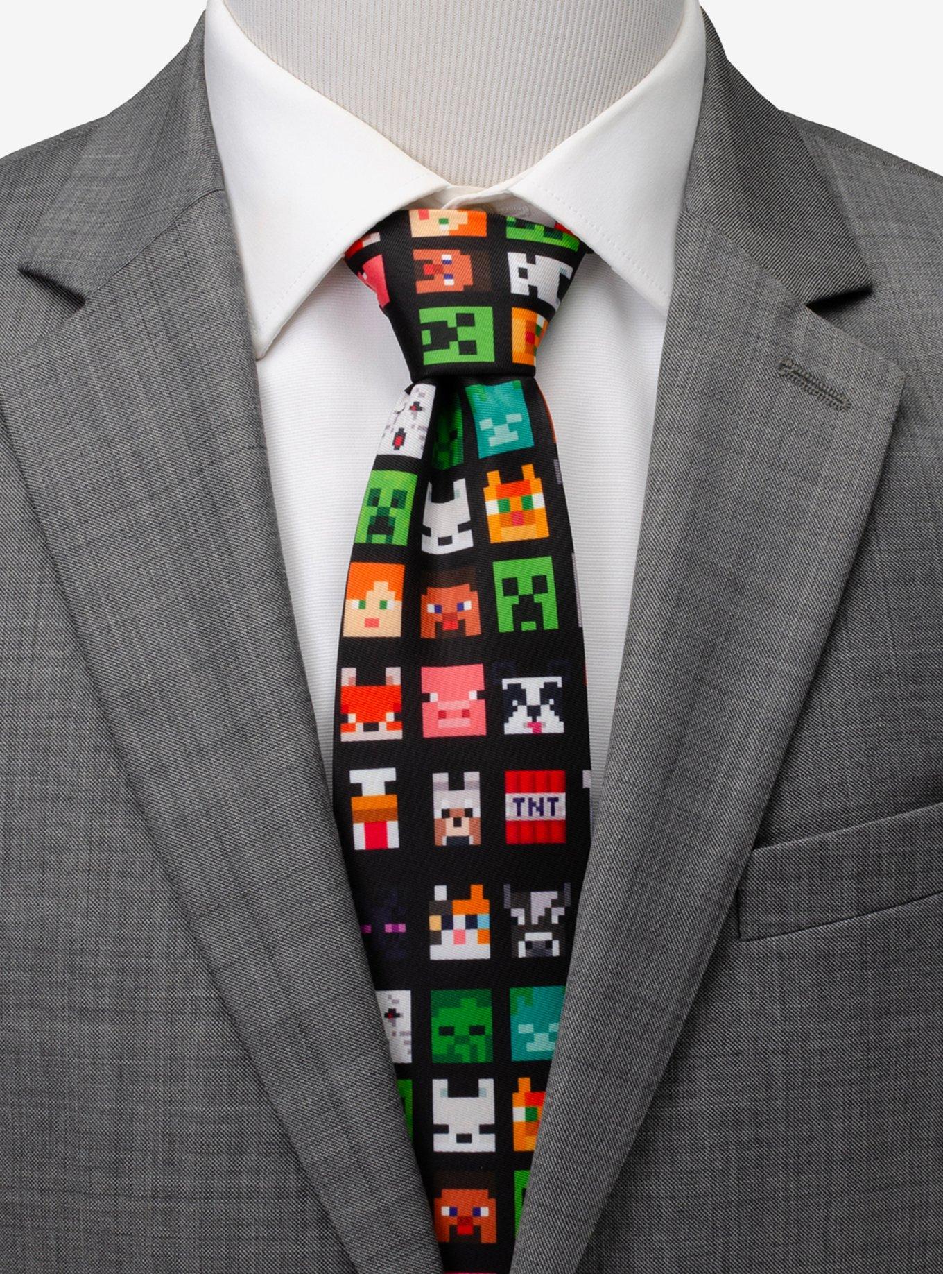 Minecraft Character Black Men's Tie, , hi-res