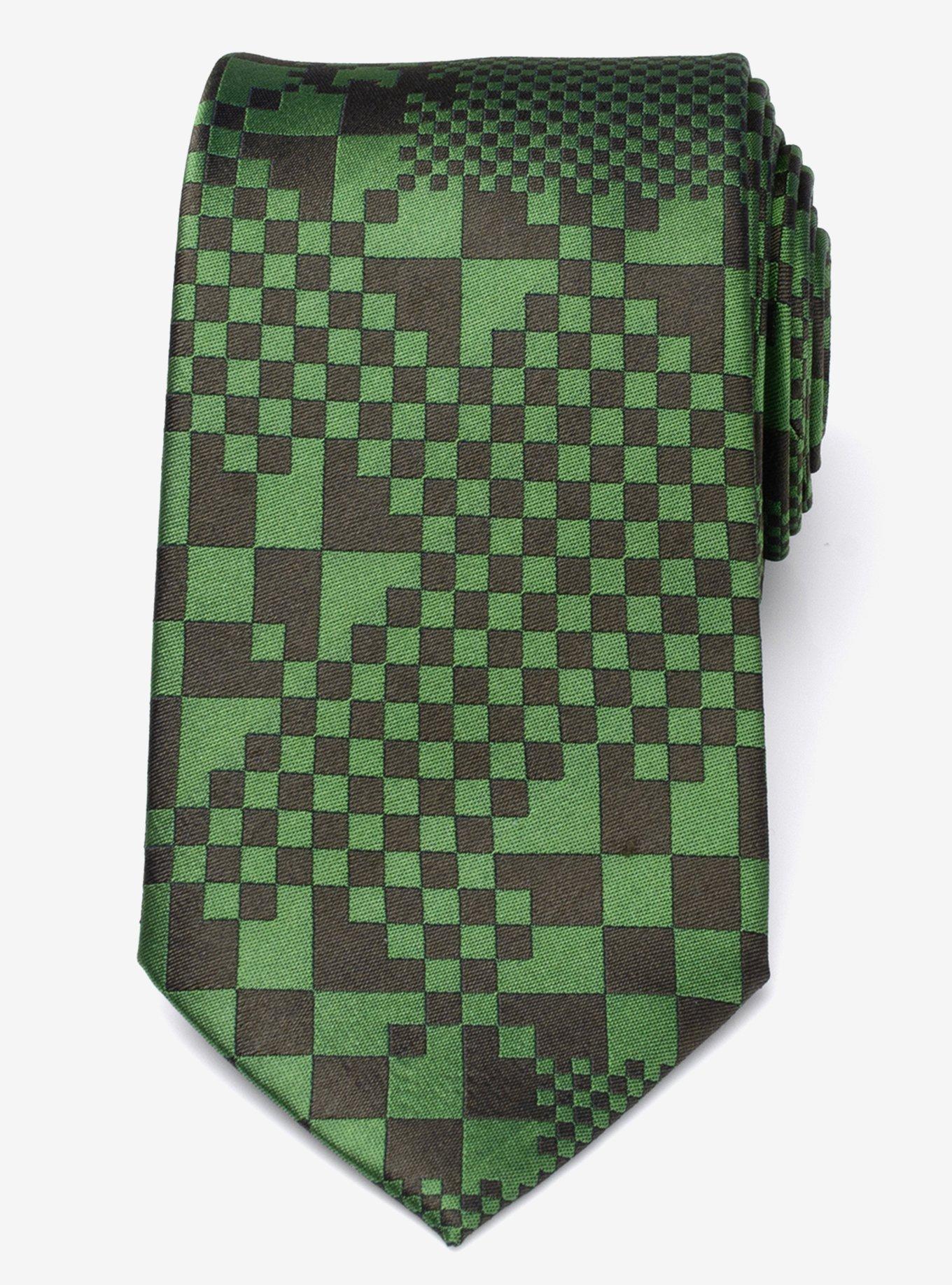 Minecraft Hidden Creeper Green Silk Men's Tie, , alternate