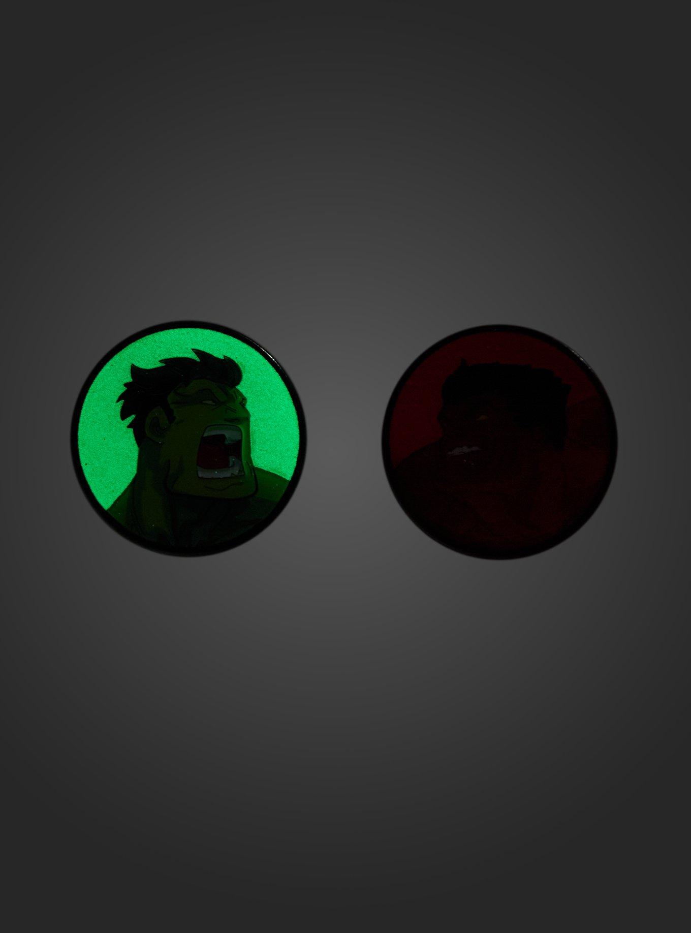 Marvel Red & Green Hulk Glow-in-the-Dark Enamel Pin Set, , hi-res