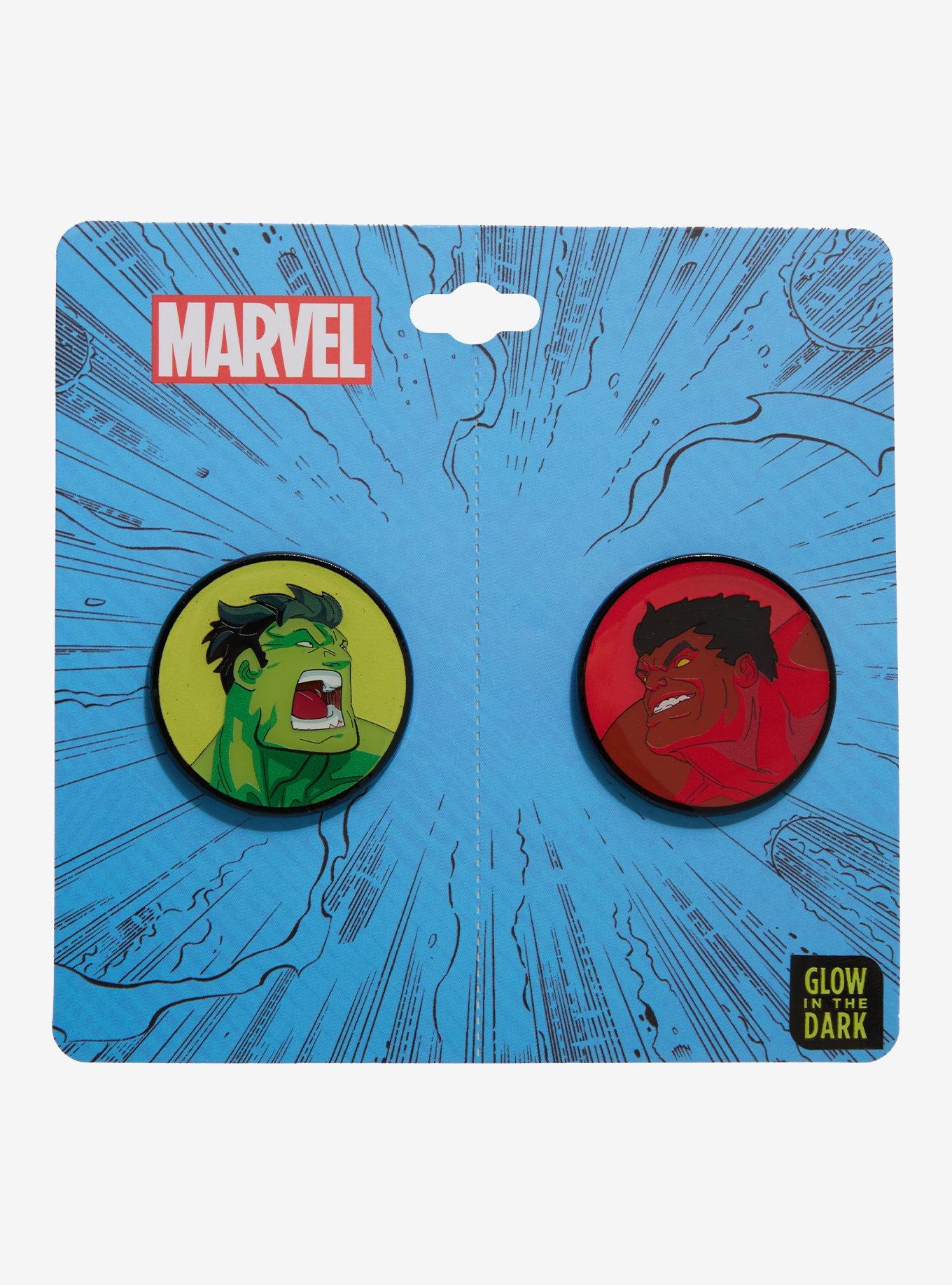 Marvel Red & Green Hulk Glow-in-the-Dark Enamel Pin Set, , alternate