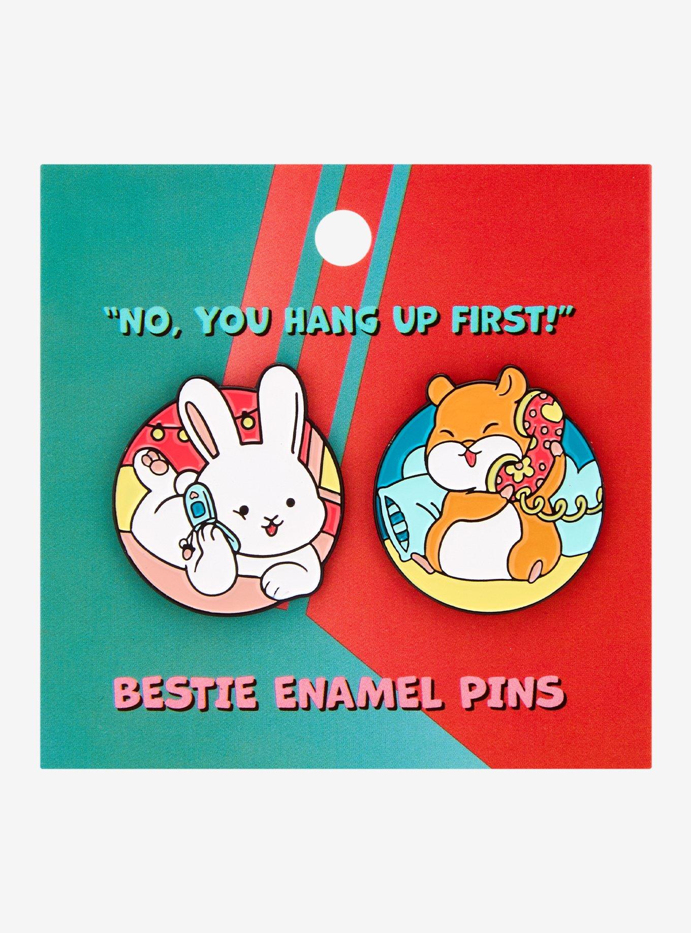 Bunny and Hamster Bestie Enamel Pin Set, , hi-res