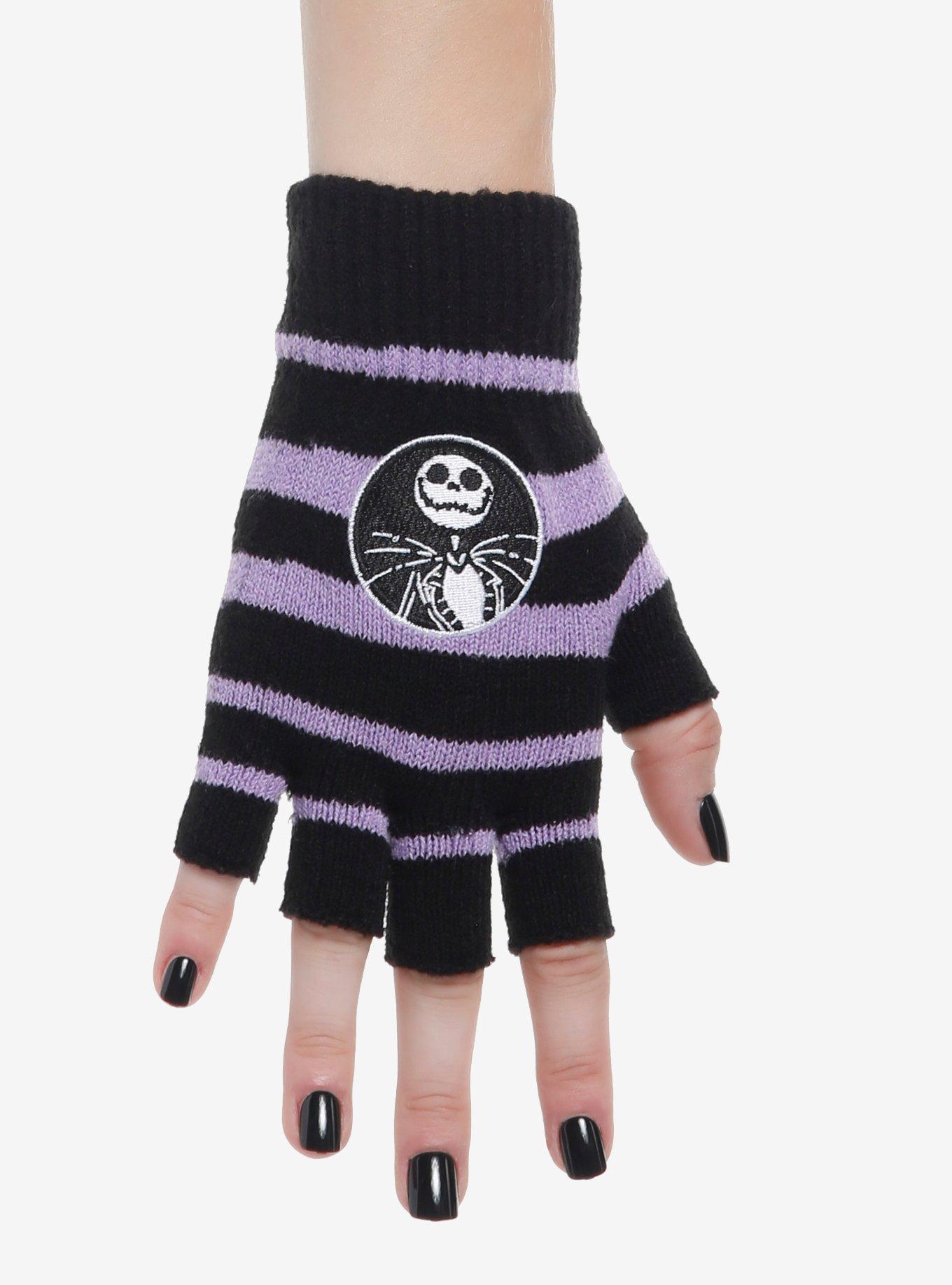 The Nightmare Before Christmas Jack & Zero Stripe Fingerless Gloves, , hi-res