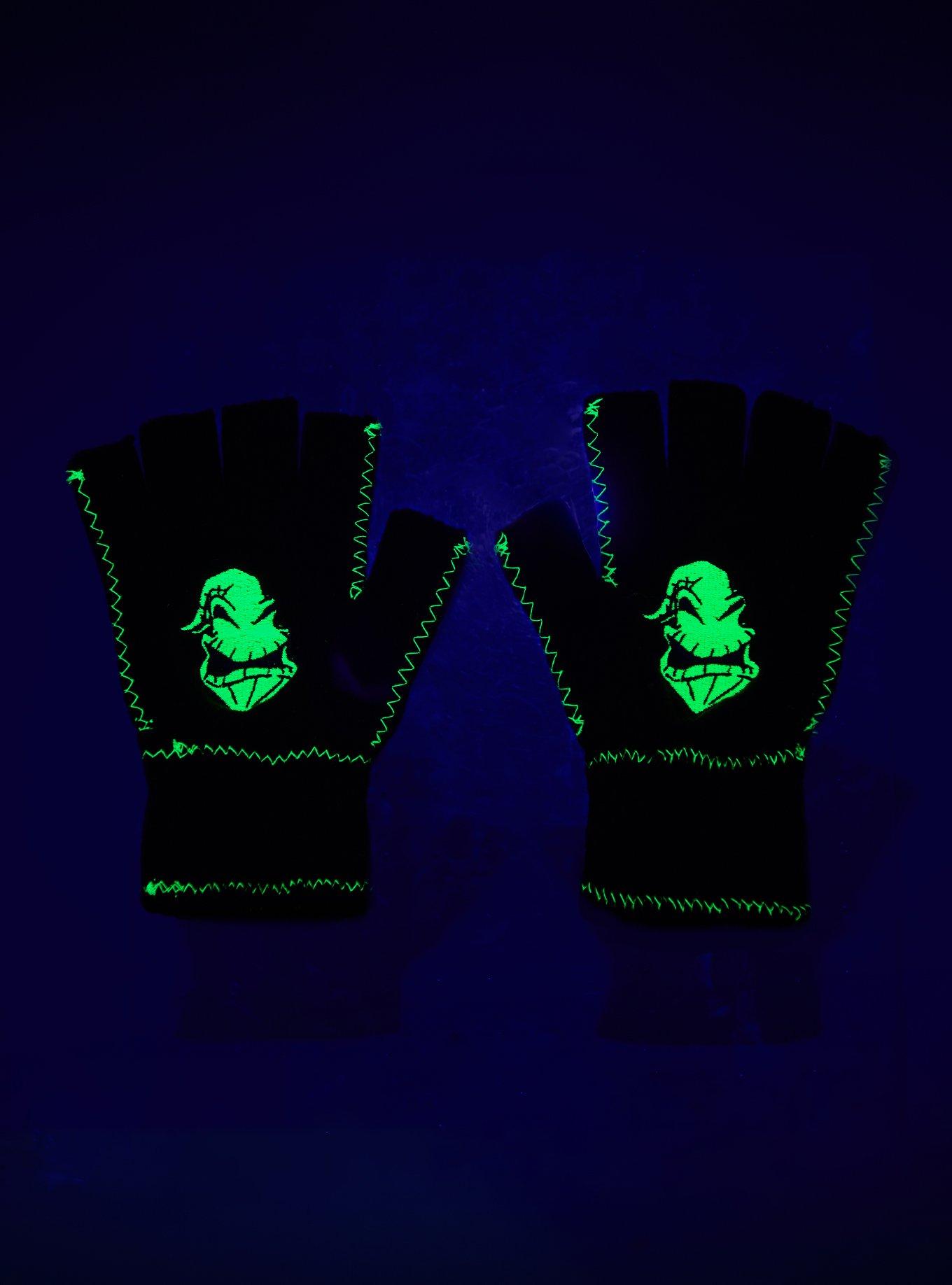 The Nightmare Before Christmas Oogie Boogie Glow-In-The-Dark Fingerless Gloves, , hi-res