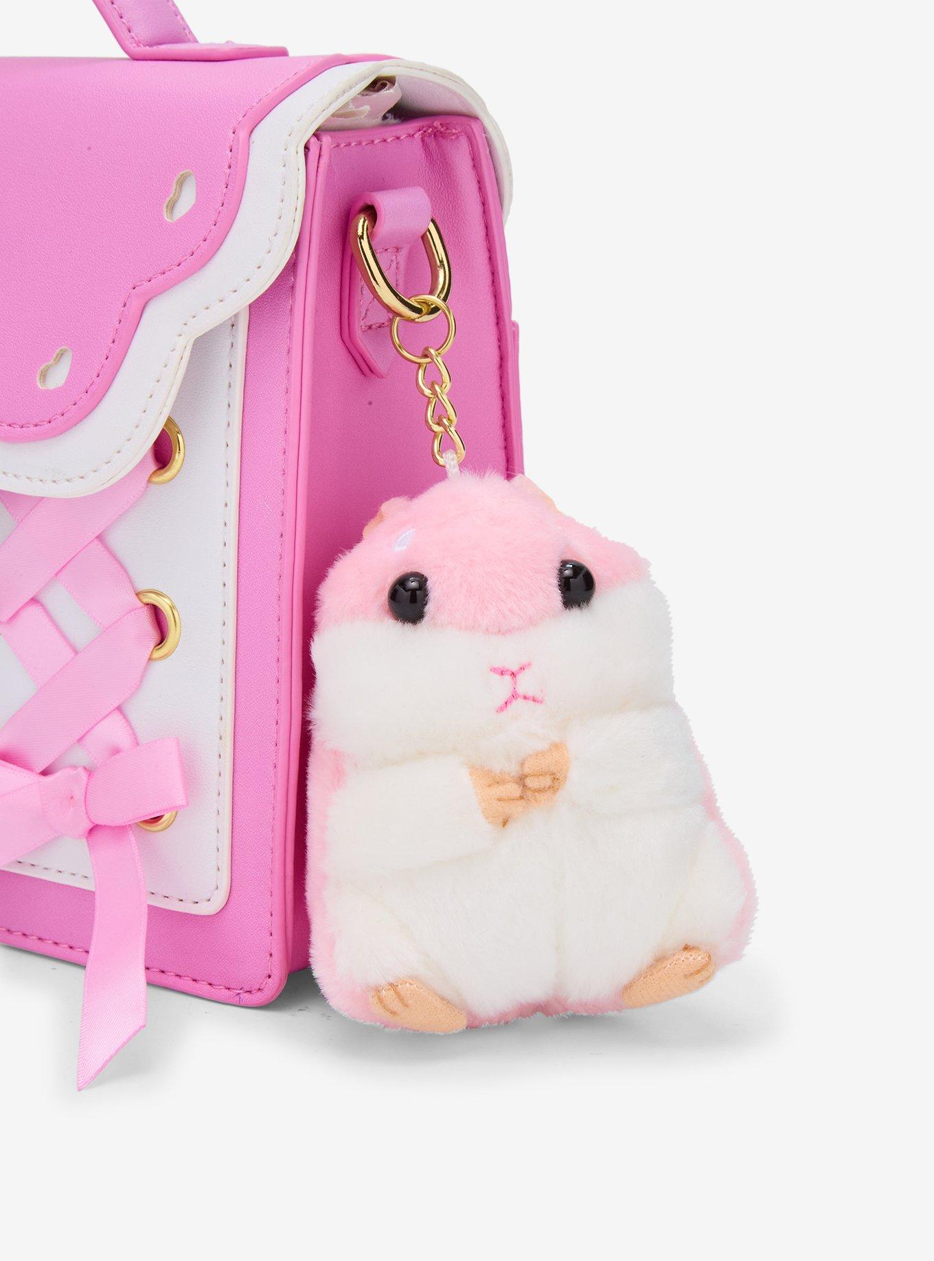 Kawaii Pink Ribbon Lolita Shoulder Bag With Plush Charm, , alternate