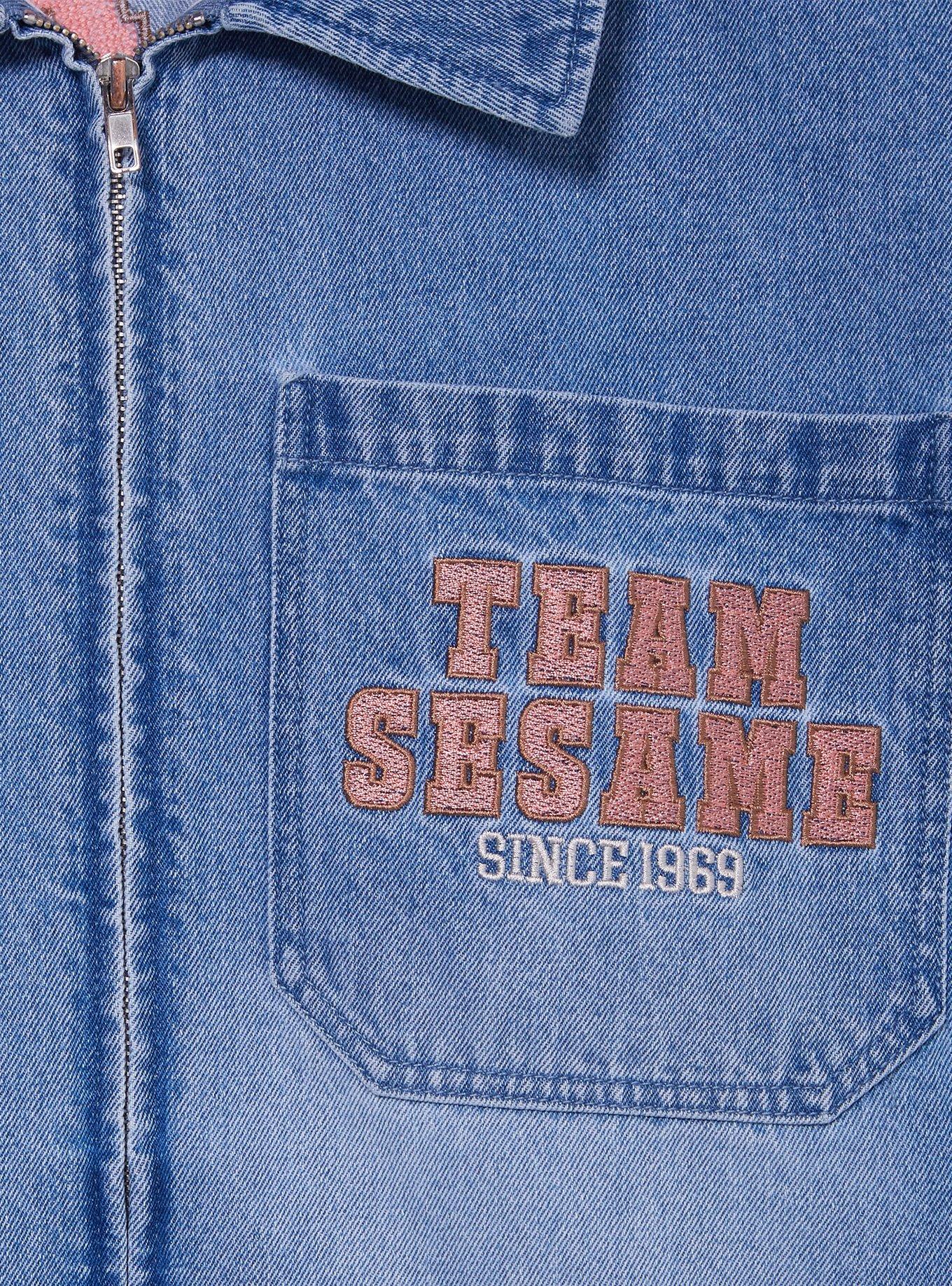 Sesame Street Team Sesame Women's Plus Size Denim Jacket &mdash; BoxLunch Exclusive, DENIM, alternate