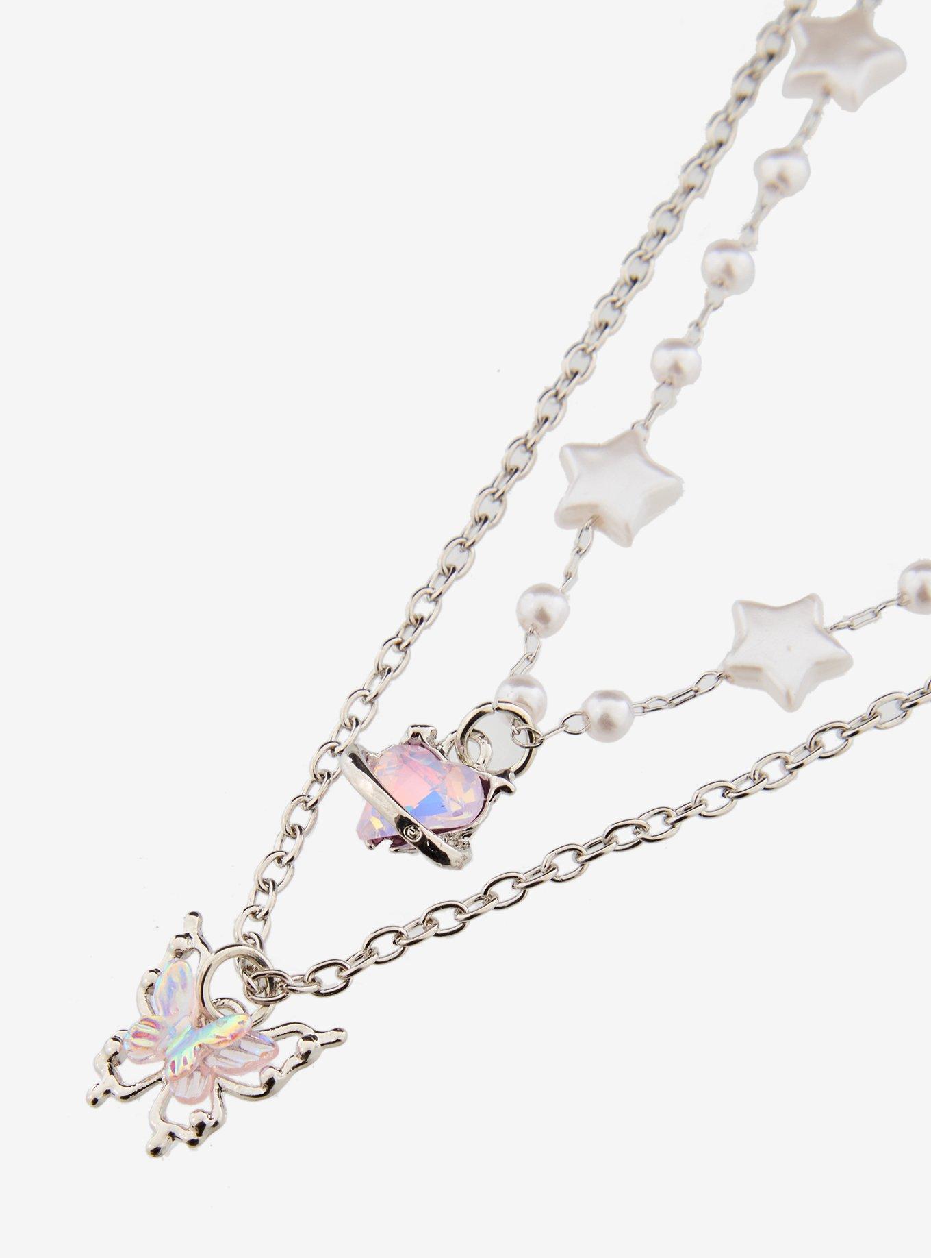 Sweet Society Iridescent Heart Butterfly Gem Necklace Set, , alternate