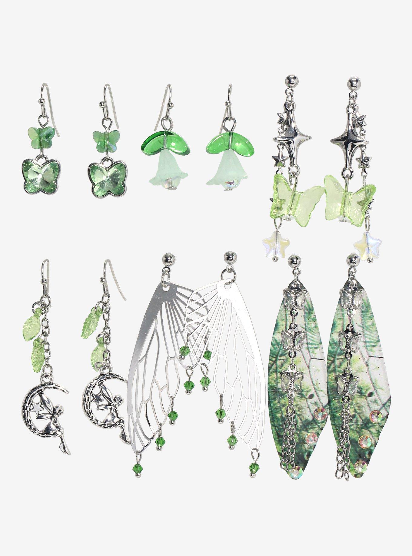 Thorn & Fable Enchanted Forest Green Earring Set, , hi-res