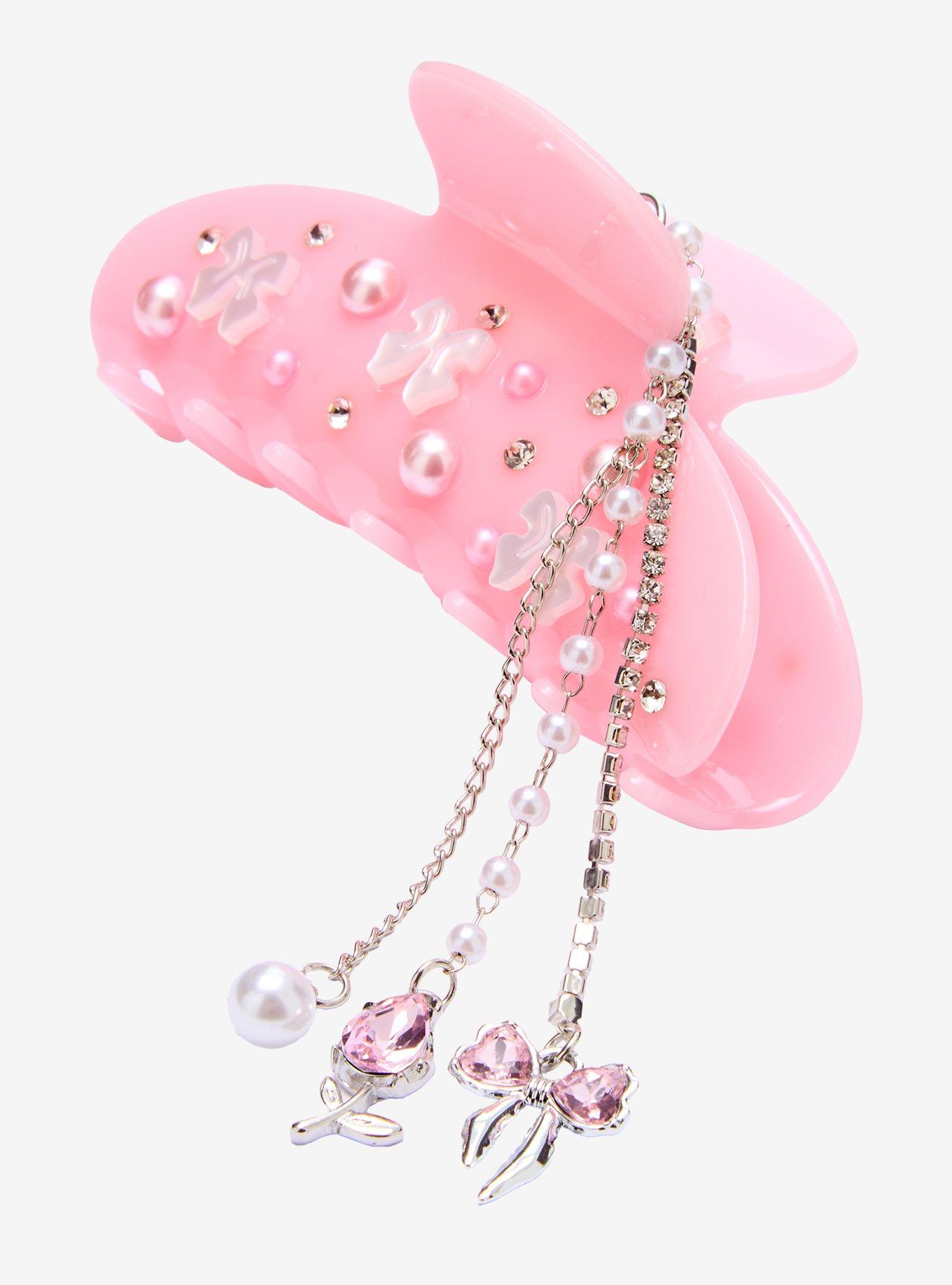 Sweet Society Pink Pearl Bow Charm Claw Hair Clip, , alternate