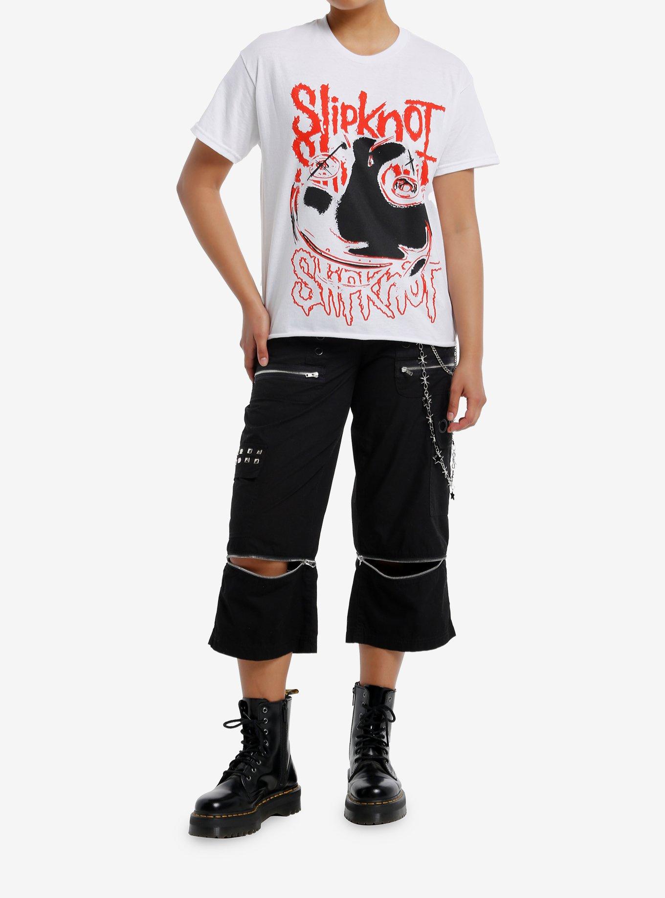 Slipknot Abstract Mask Girls Cutoff T-Shirt, BRIGHT WHITE, alternate