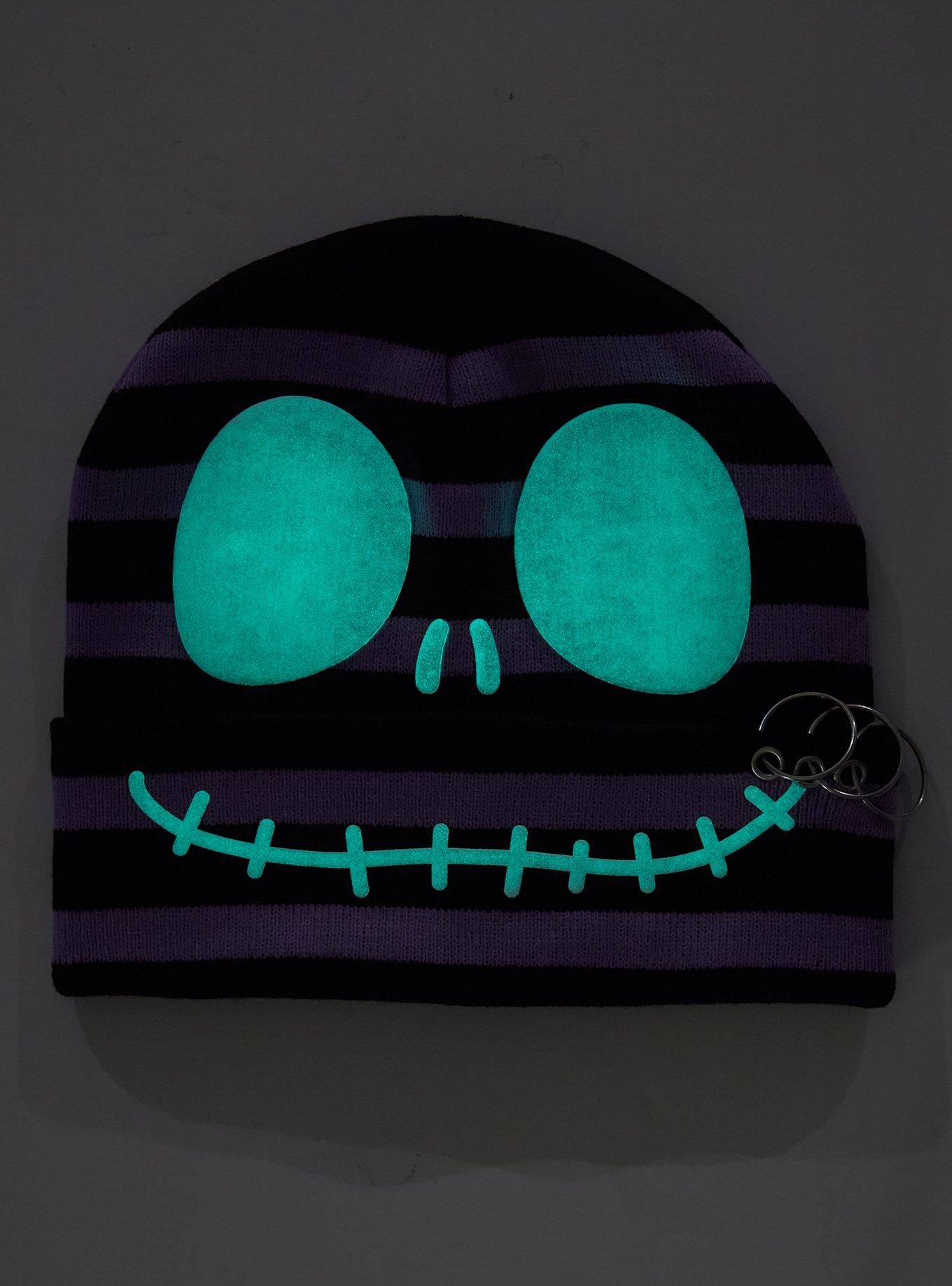 The Nightmare Before Christmas Jack Glow-In-The-Dark Pierced Beanie, , hi-res