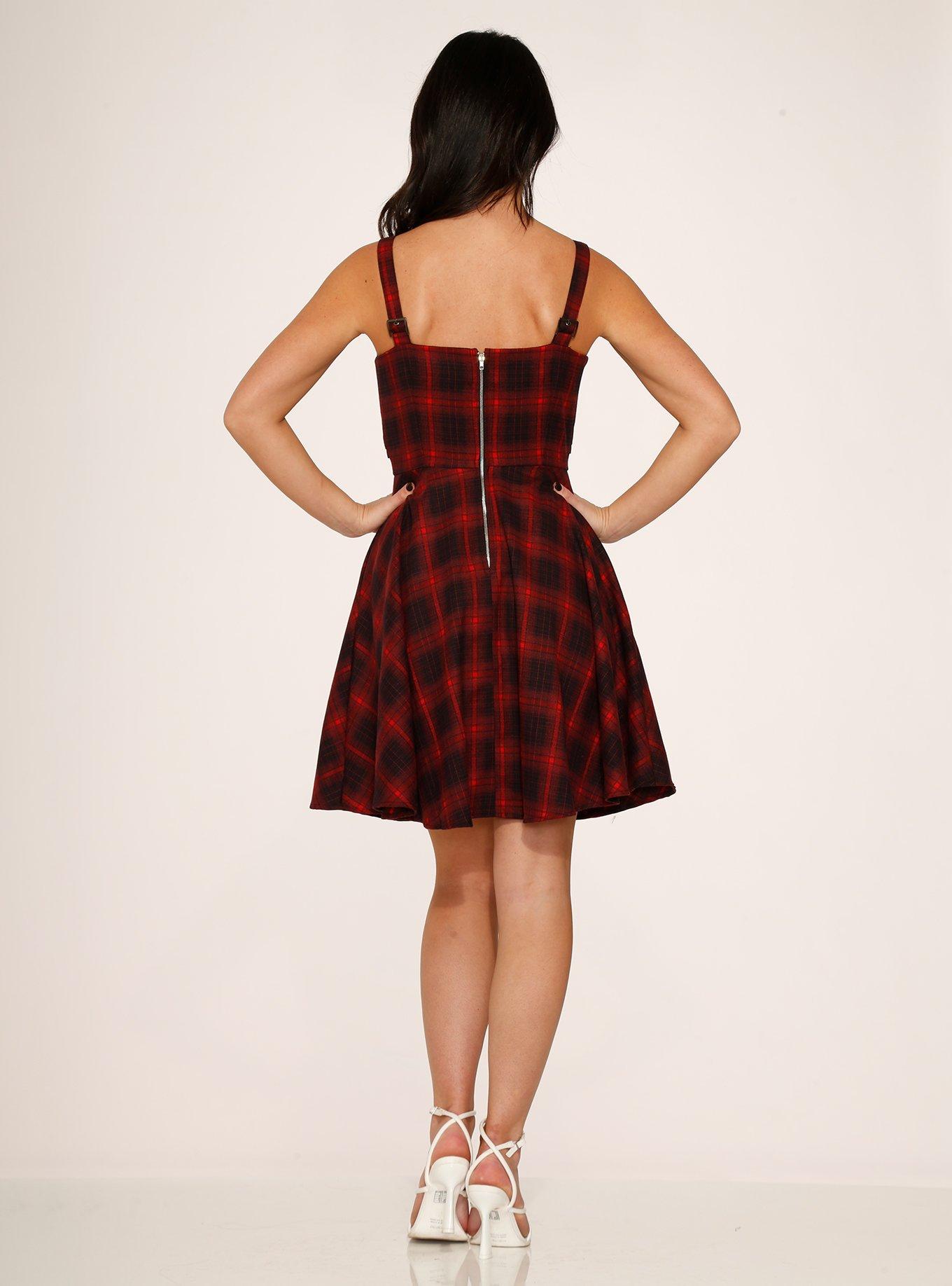 Red Plaid Mini Dress, PLAID - RED, alternate