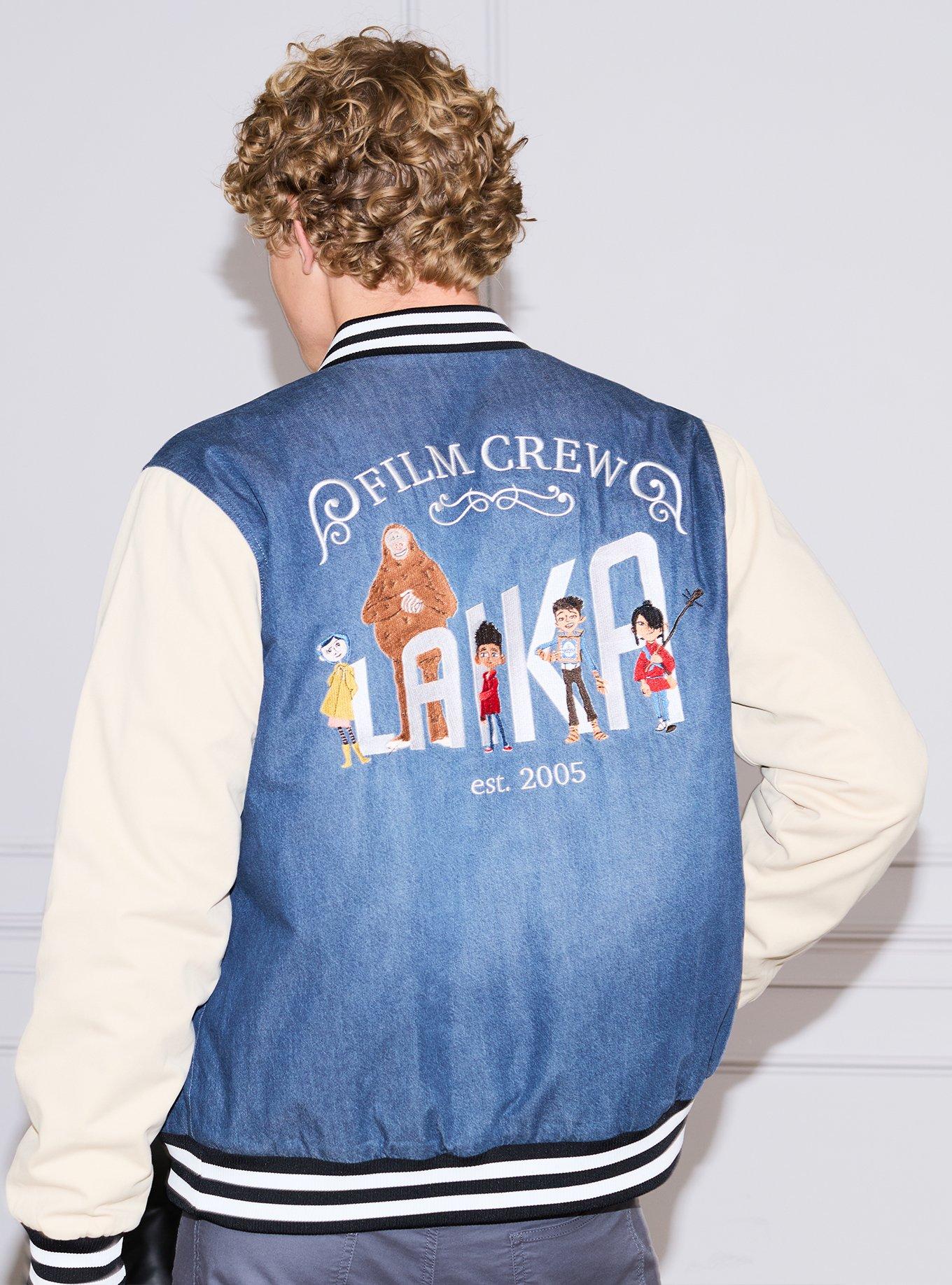 Laika Studios Characters Denim Varsity Jacket - BoxLunch Exclusive, , hi-res