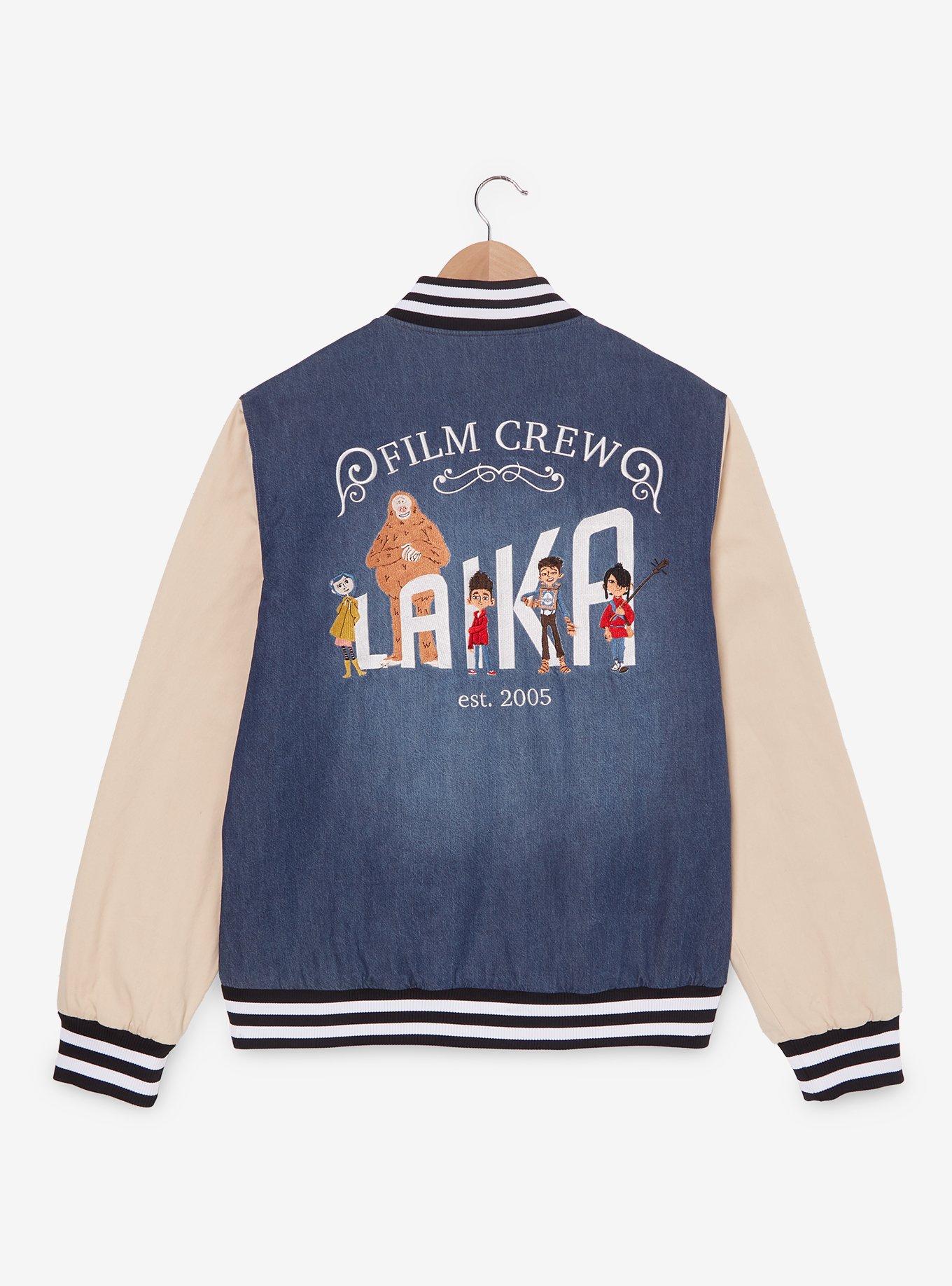 Laika Studios Characters Denim Varsity Jacket - BoxLunch Exclusive, MULTI, alternate