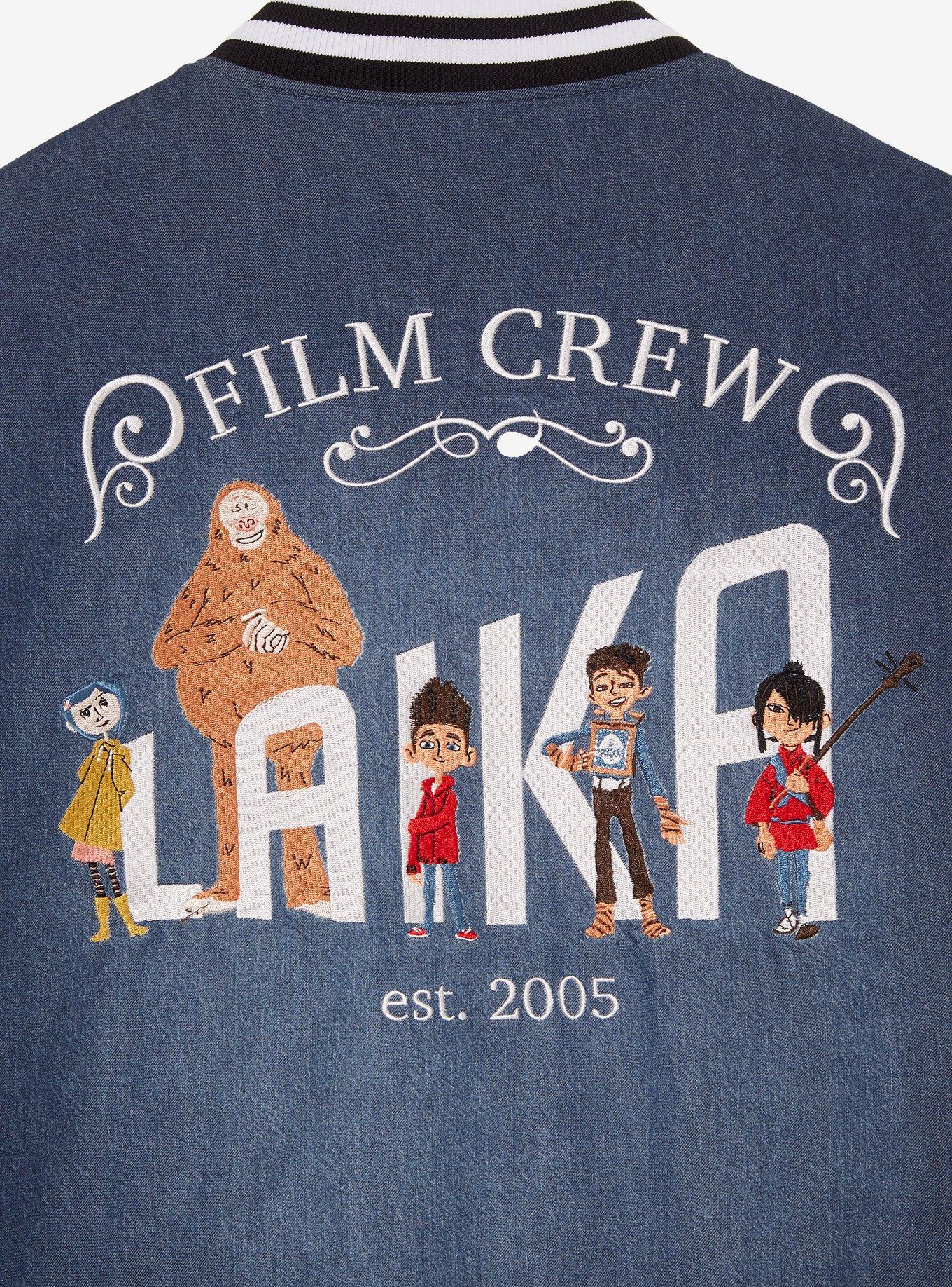 Laika Studios Characters Denim Varsity Jacket - BoxLunch Exclusive, MULTI, alternate