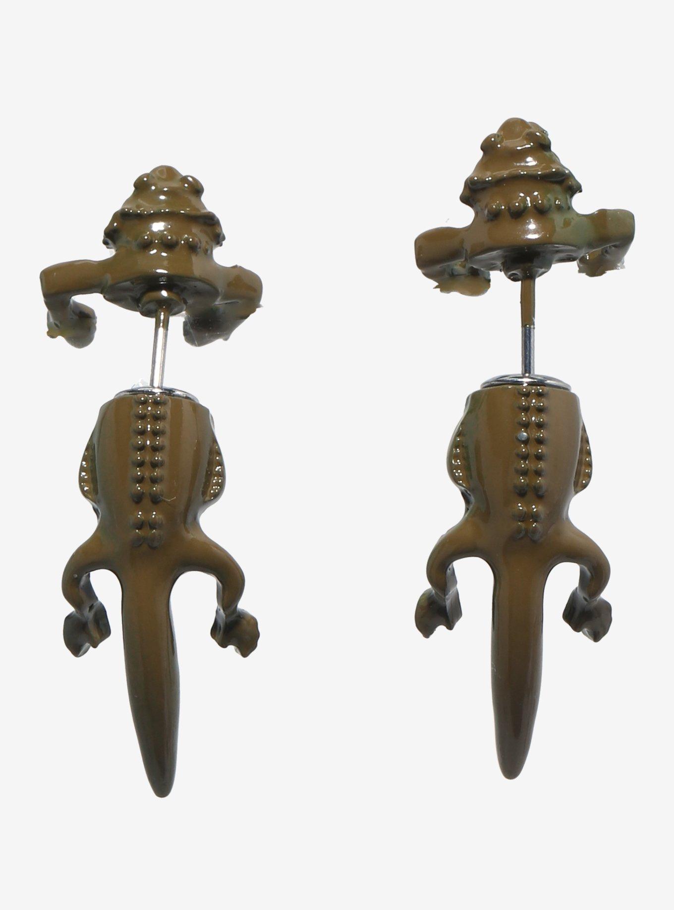 Sweet Society Bearded Dragon Front/Back Earrings, , hi-res