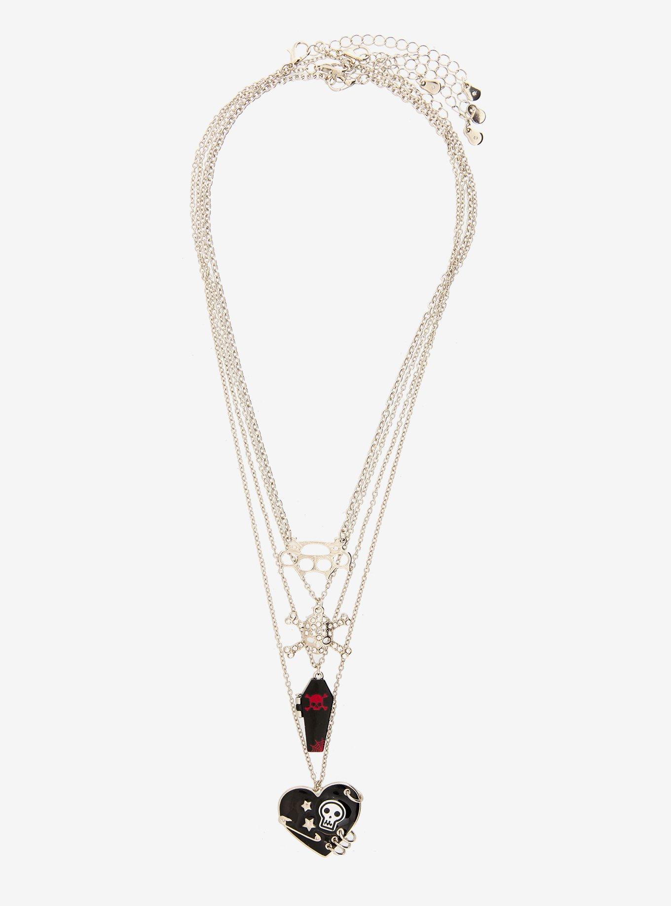 Emo Skull Coffin Necklace Set, , hi-res