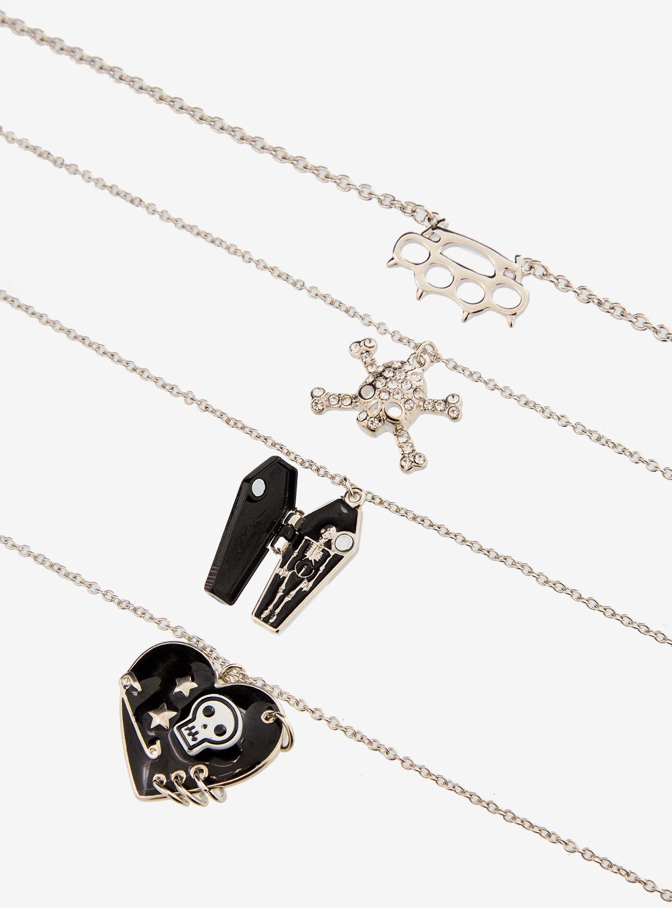 Emo Skull Coffin Necklace Set, , alternate