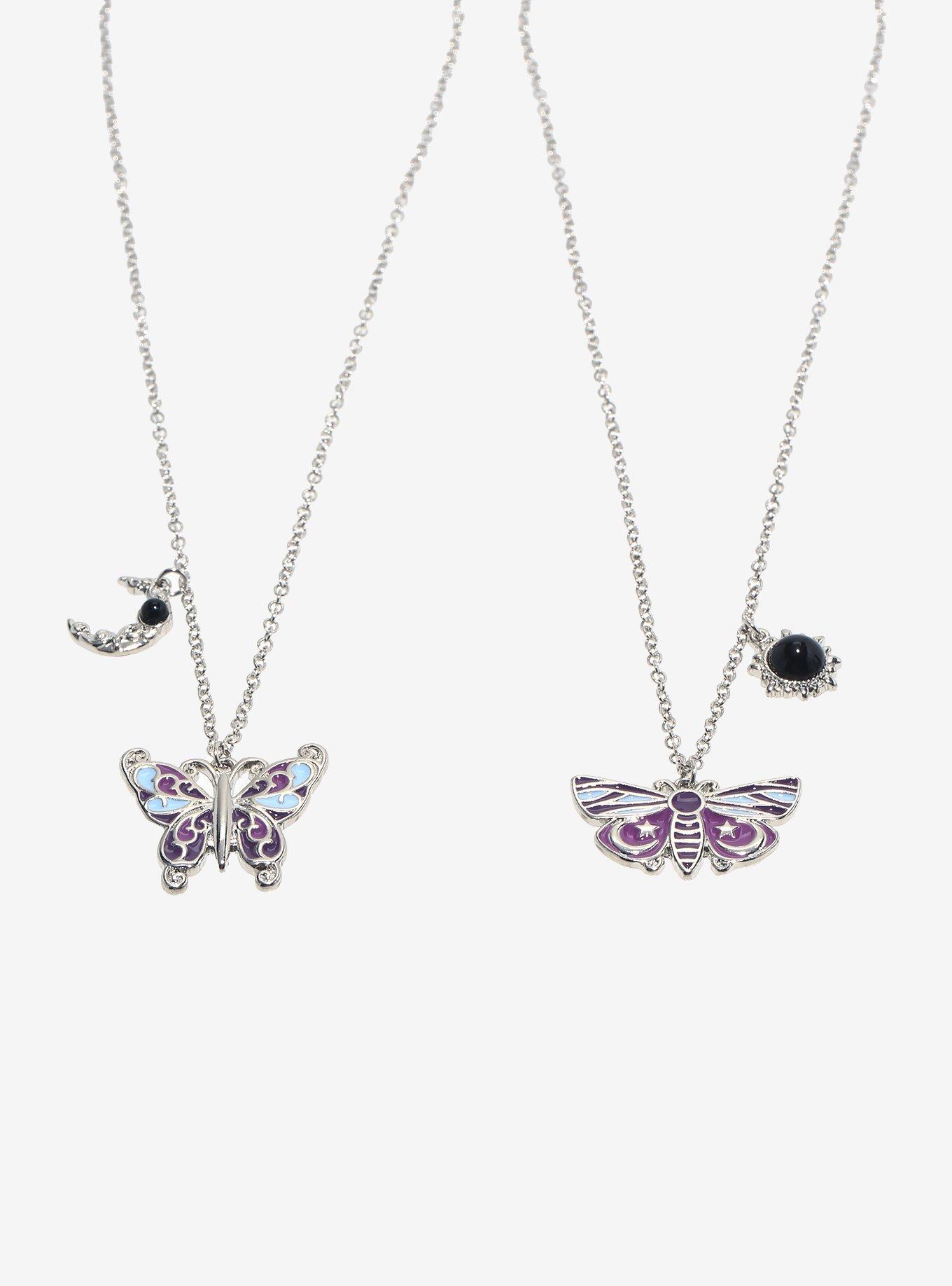 Cosmic Aura Celestial Moth & Butterfly Best Friend Necklace Set, , alternate