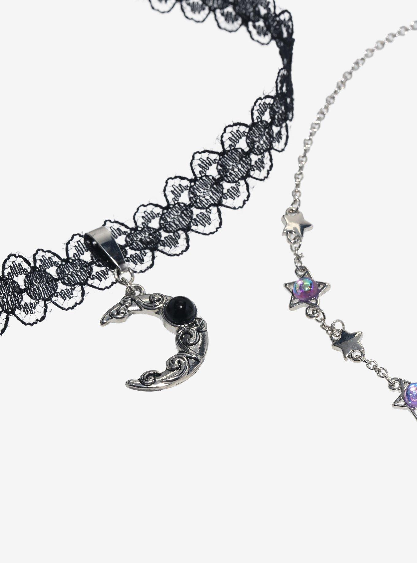Cosmic Aura Star Moon Lace Choker Set, , alternate