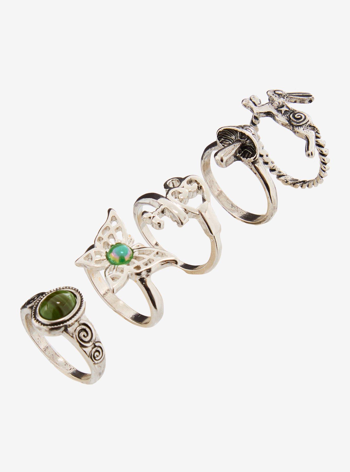 Thorn & Fable Rabbit Forest Gem Ring Set, , alternate